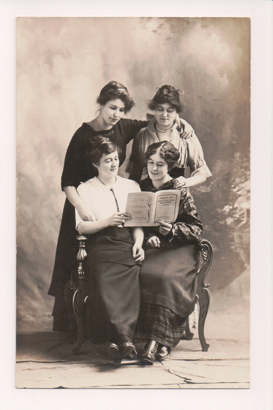 Four Women Reading Photographic Recorder, Durand, Wisconsin WI, 1910-18 RPPC