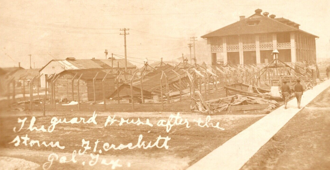 RPPC Guard House After Storm DAMAGE Ft Crockett GALVESTON Texas RARE Postcard
