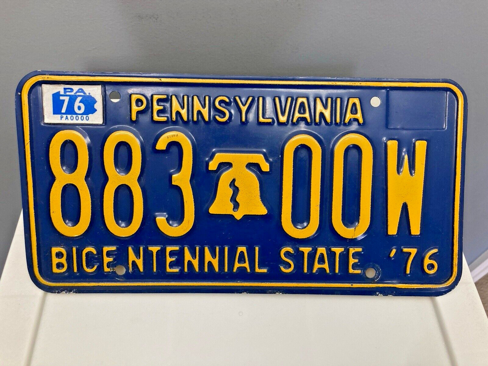 1976 Pennsylvania PA Bicentennial State License Plate - “883-00W”