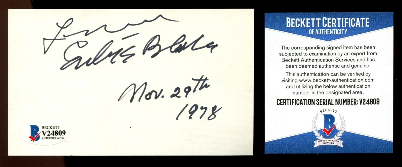 Eubie Blake (d1983) signed autograph auto 3x5 card BAS Beckett Authenticated