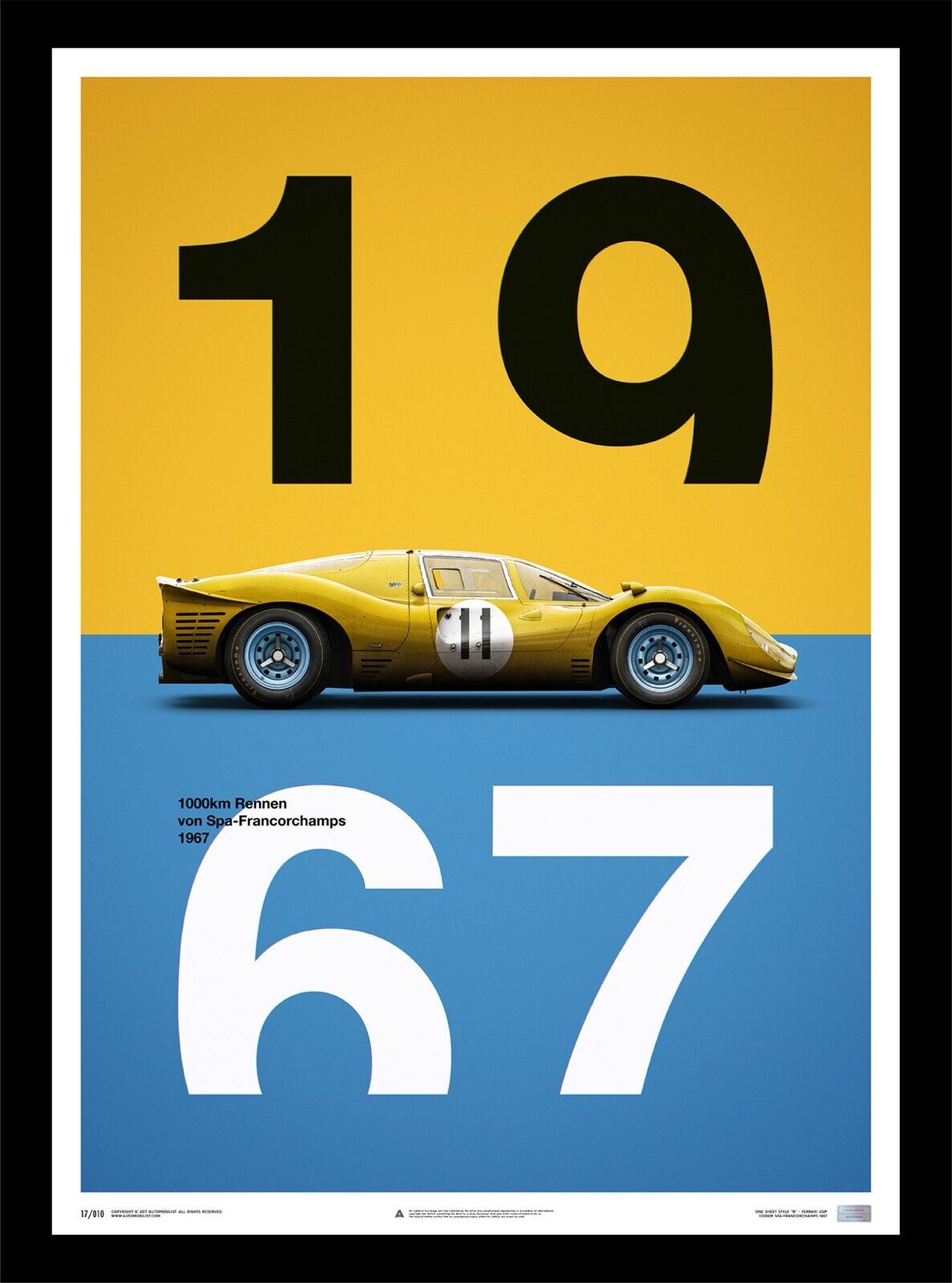 #7/1000 FERRARI 412P P3/4 Spa Ecurie Francorchamps Fine Art Print Poster Lt Ed