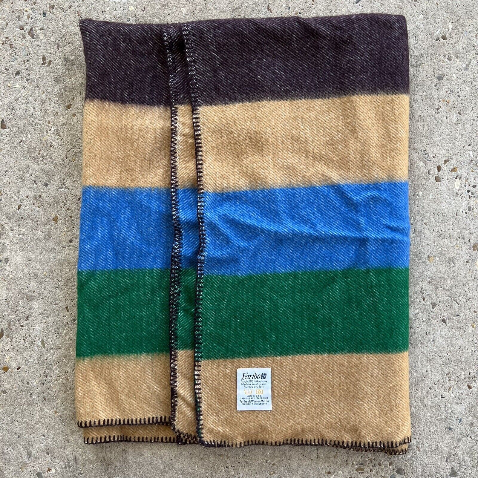 Faribo Faribault Woolen Mill Co. Acrylic Blanket Striped Vintage Retro 64x48
