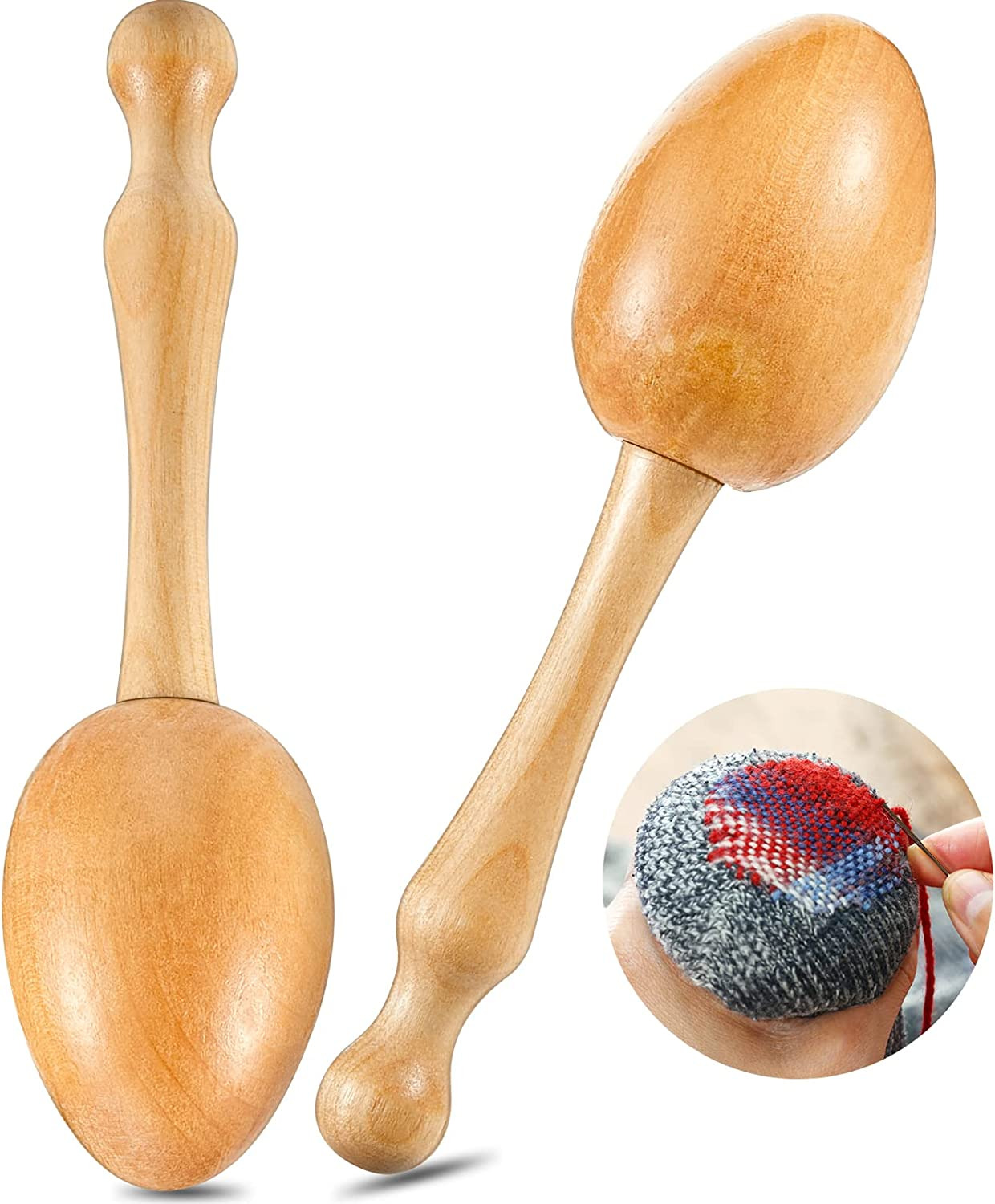 2 Pieces Darning Eggs Wooden Darning Egg for Socks Wood Darning Supplies for Soc