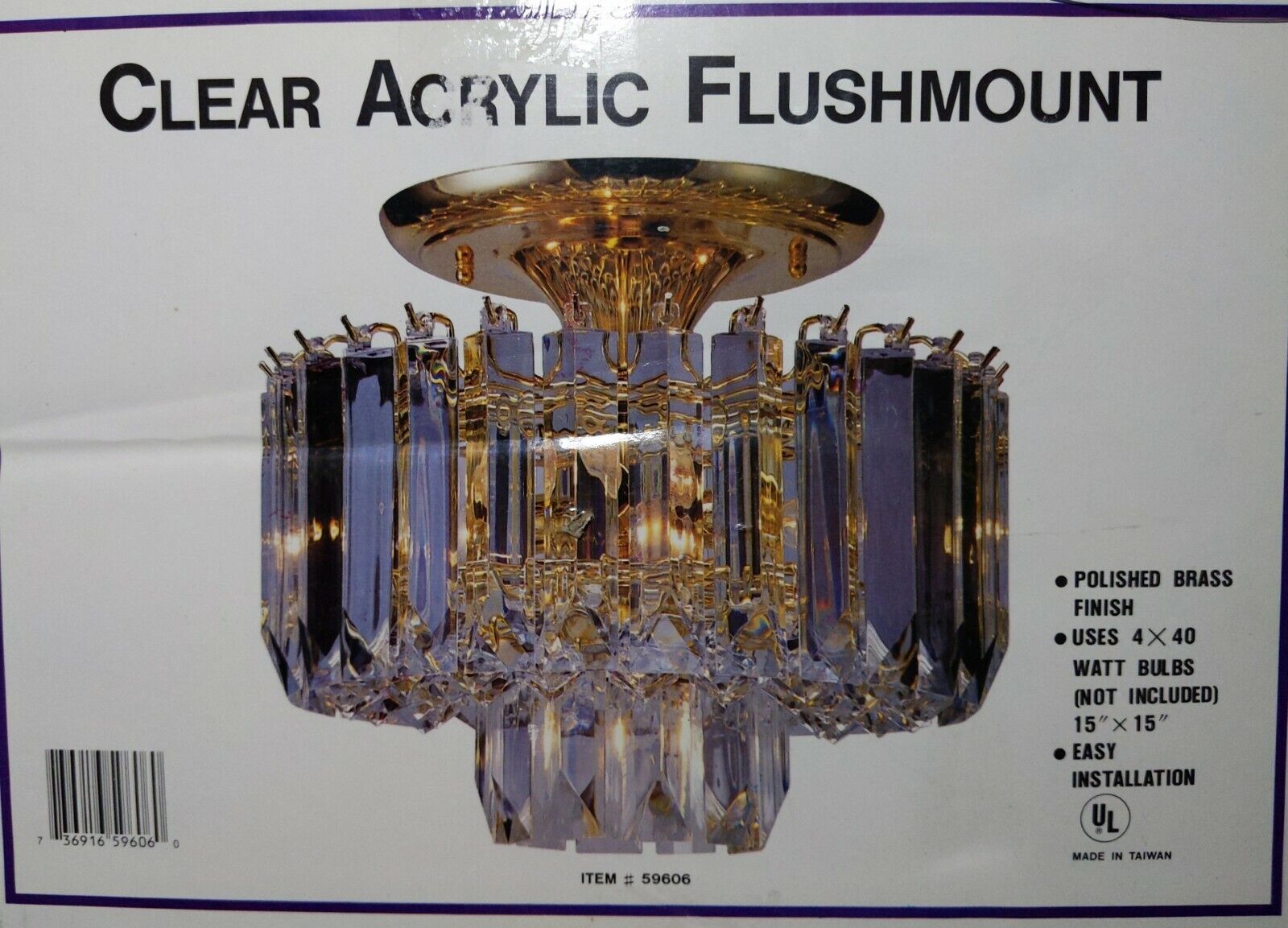 Vintage Bel Air Lighting Clear Acrylic Prism Chandelier Ceiling Light Fixture 
