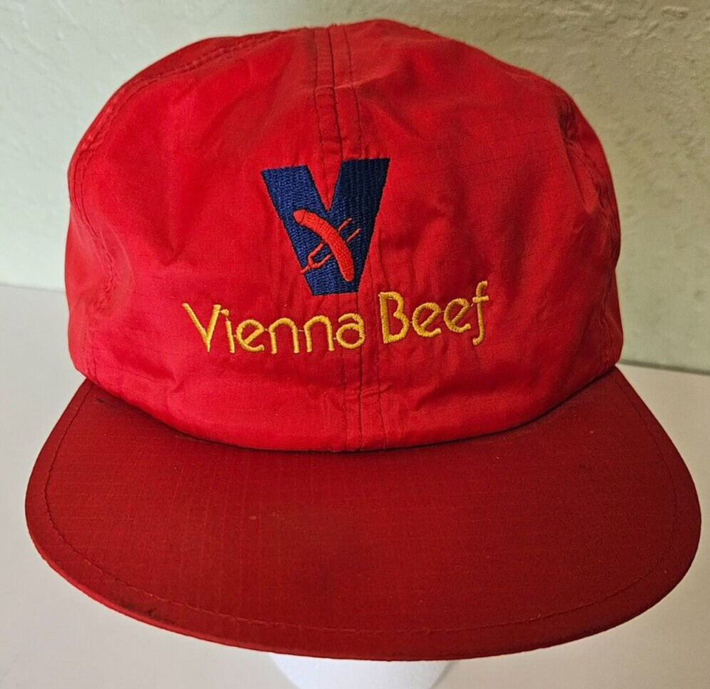 Vintage Vienna Beef Snapback Hat Red 100% Nylon. Made in Korea. Century 21, OSFM