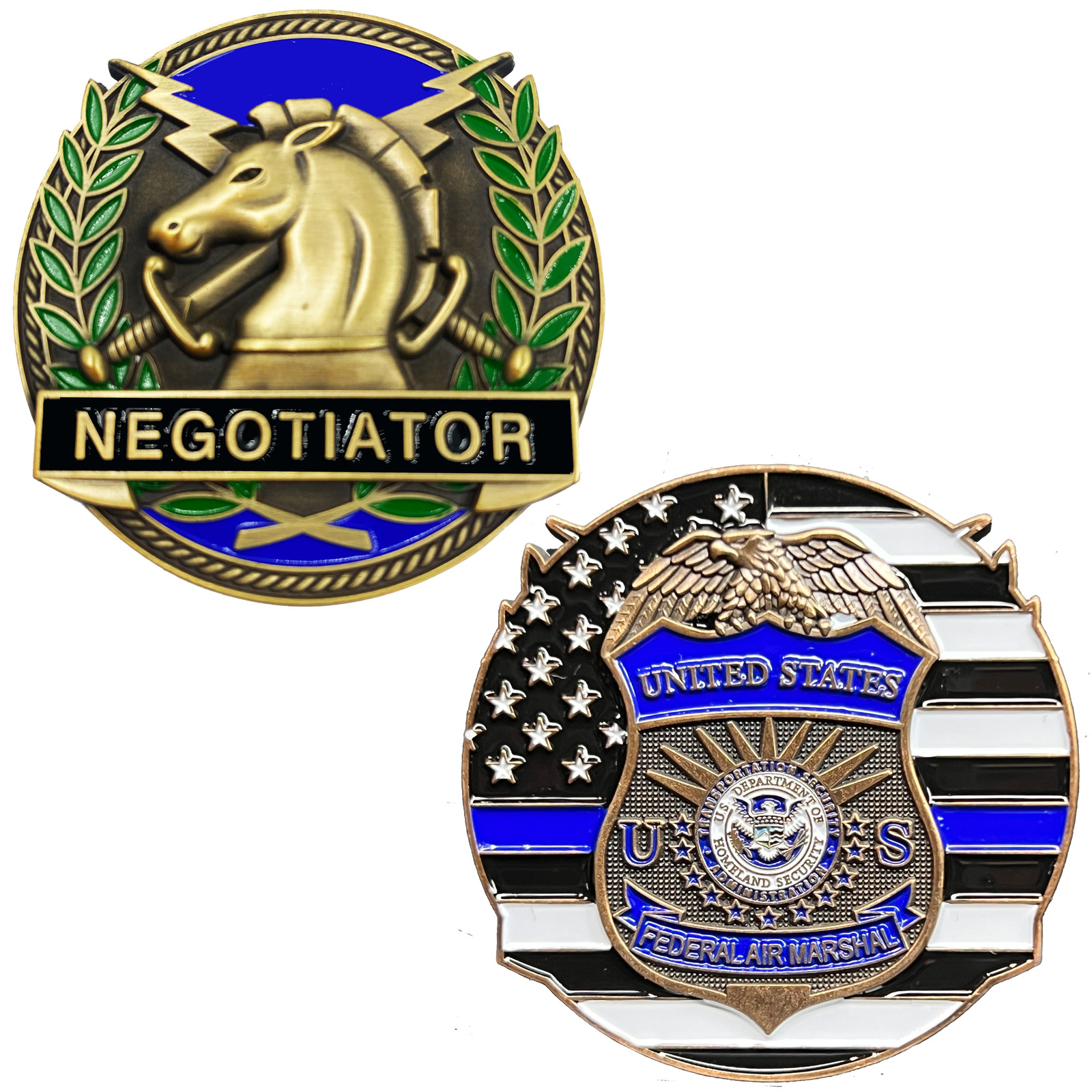 GL13-004 FAM Federal Air Marshal Thin Blue Line Negotiator Challenge Coin