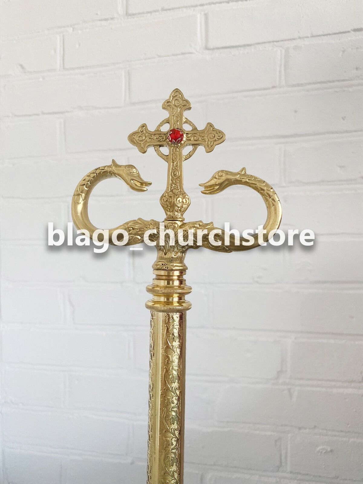 Stylish Orthodox Christian Brass Bishop\'s Abbot\'s Crosier Staff 59\