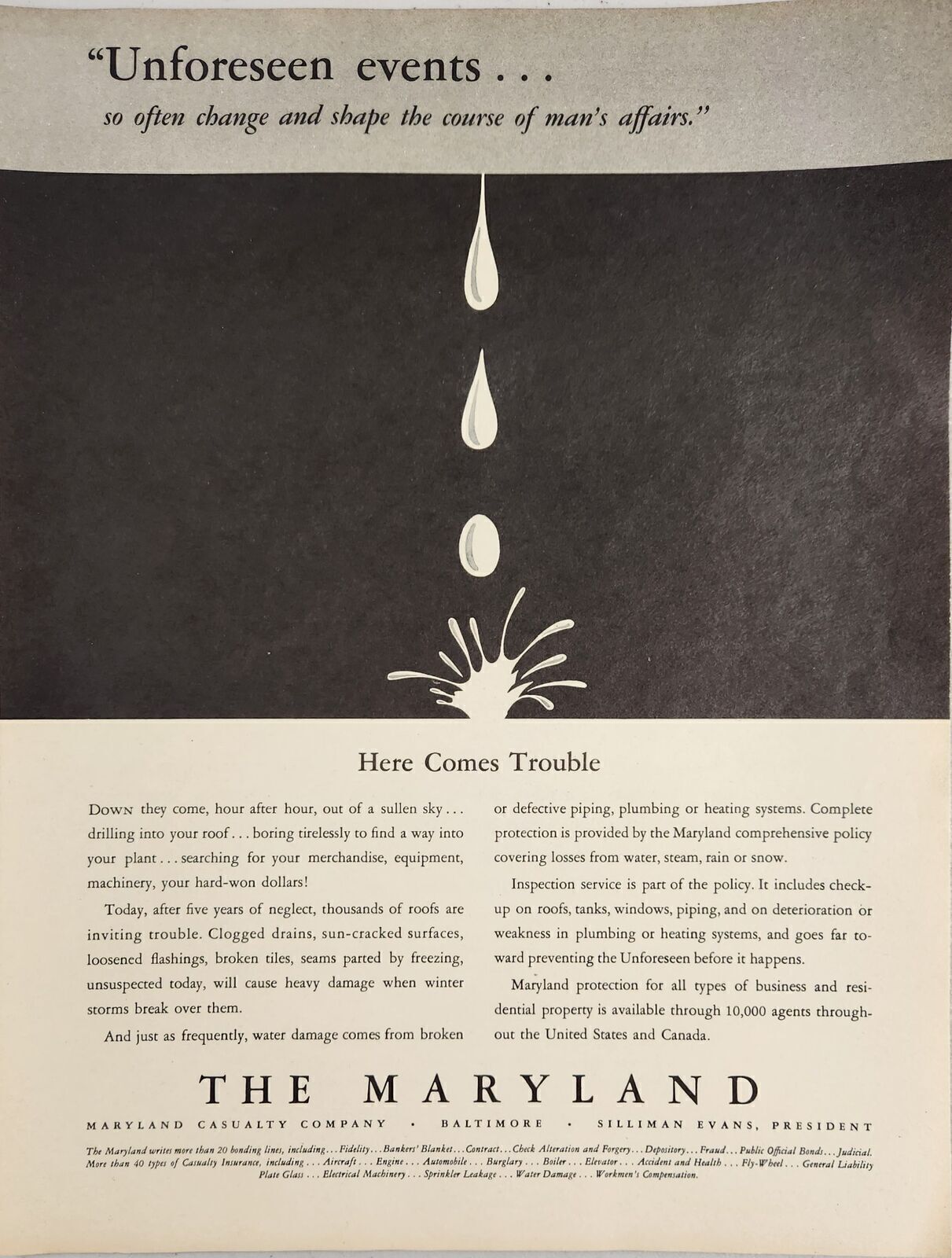 1936 Print Ad The Maryland Casualty Company Comprehensive Protection Baltimore
