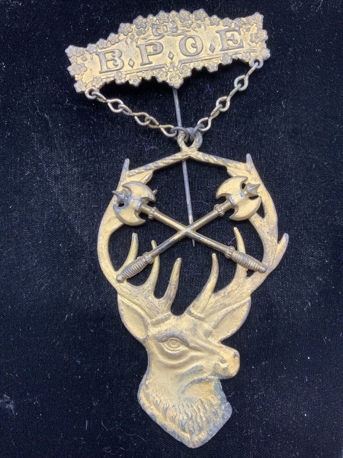 Vintage Antique BPOE Order of Elks LODGE Member Pin Badge MEDAL