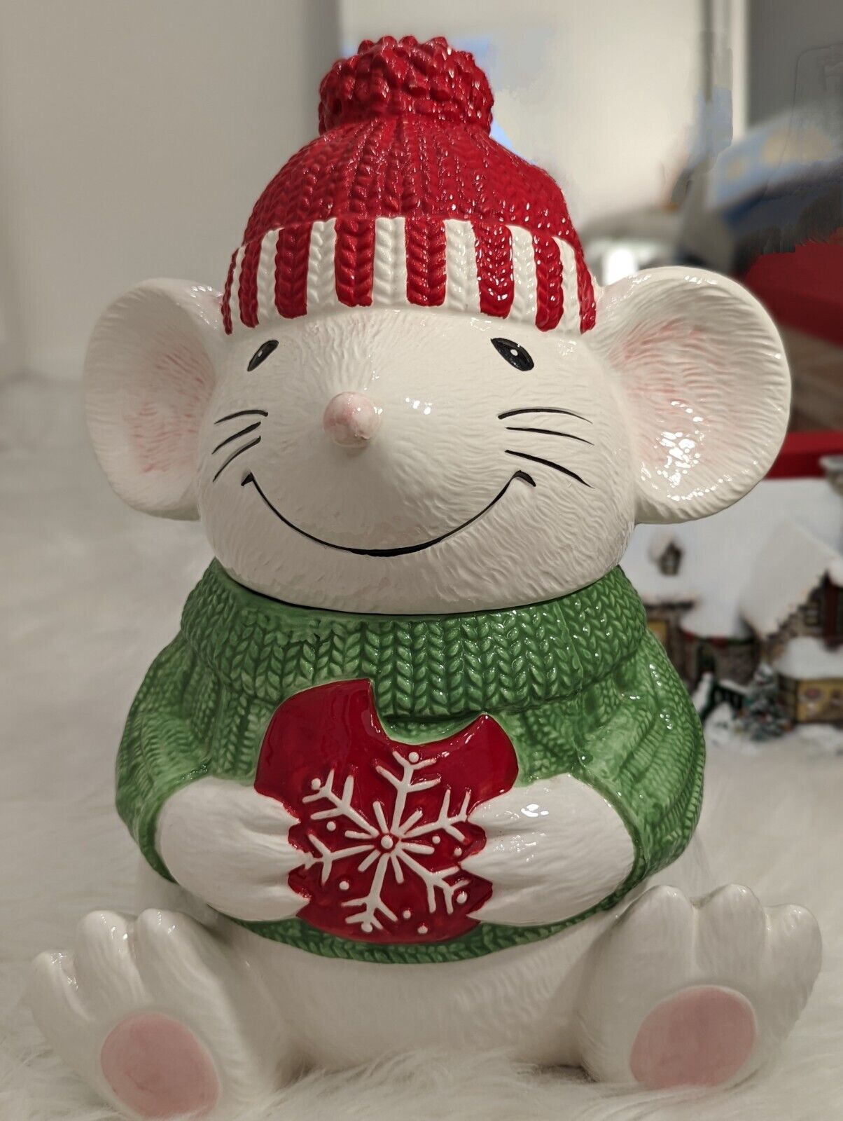 Homeworx Christmas Mouse Cookie Jar MINT | RARE FIND | SUPER CUTE