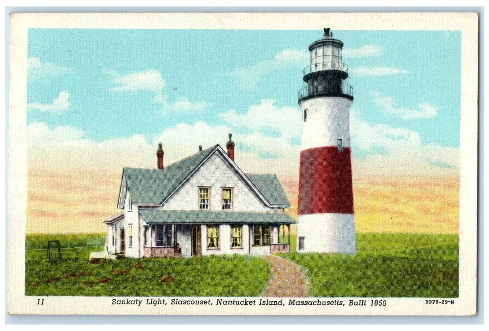 1949 Sankaty Light Siasconset Nantucket Island Massachusetts MA Vintage Postcard