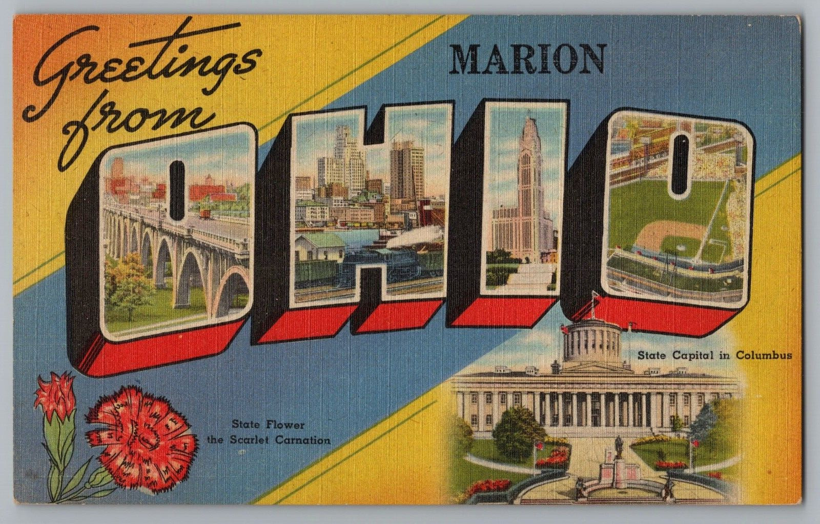 Postcard Greetings From Marion, Ohio, Large Letter