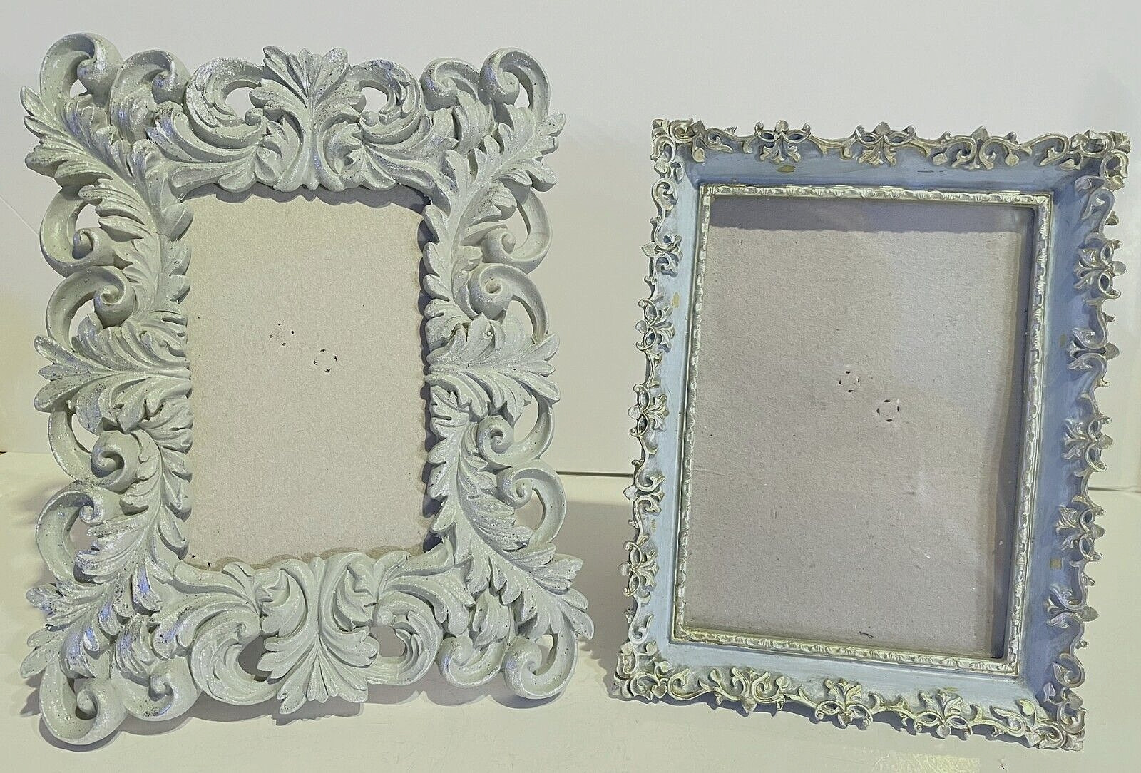 Set of 2 Vintage Style Blue & Gray Silver Resin Frames for 6x4 & 5x7 Photos