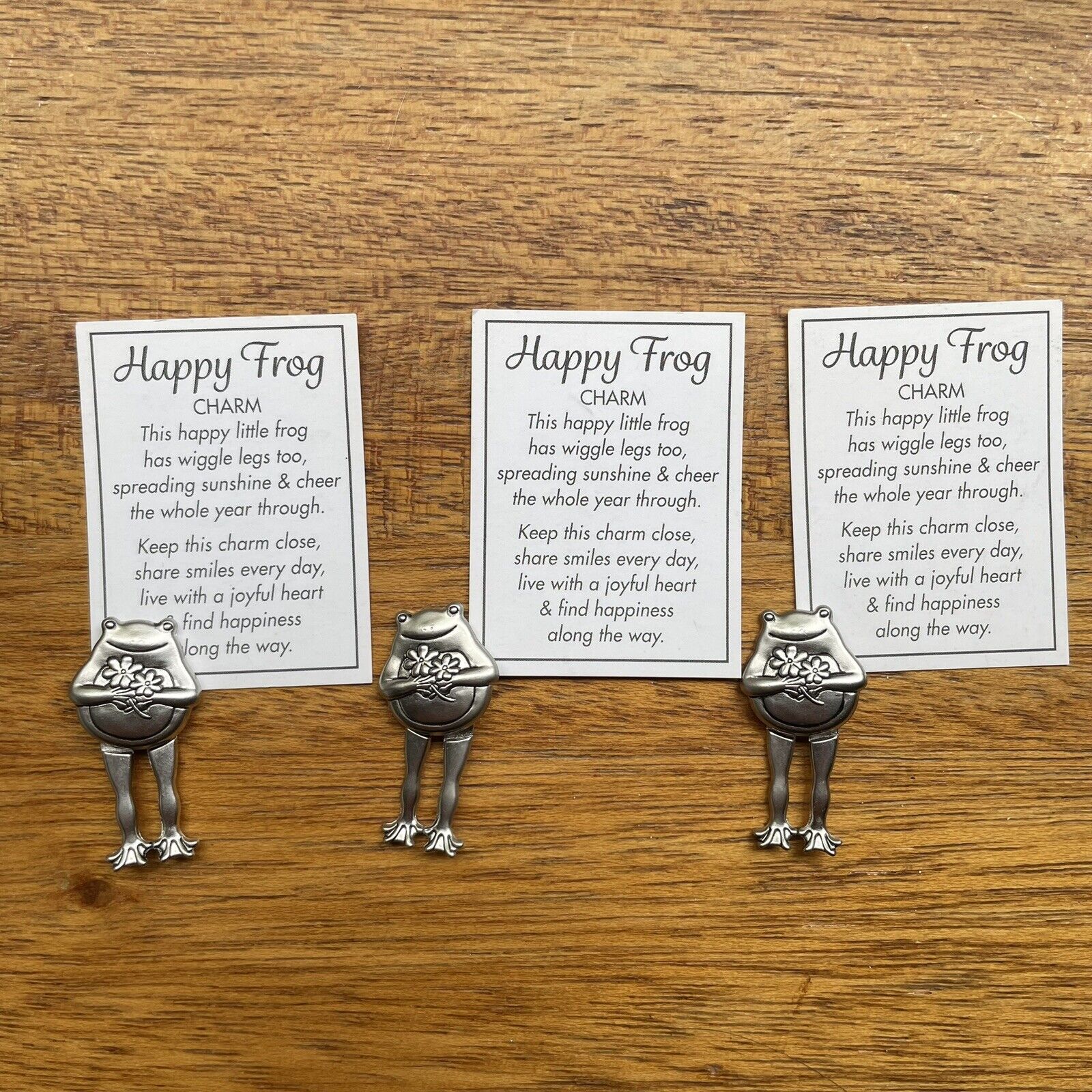 Hallmark Ganz Happy Frog w/ Wiggle Legs Pocket Charm Token Gift Poem Card 3 Set