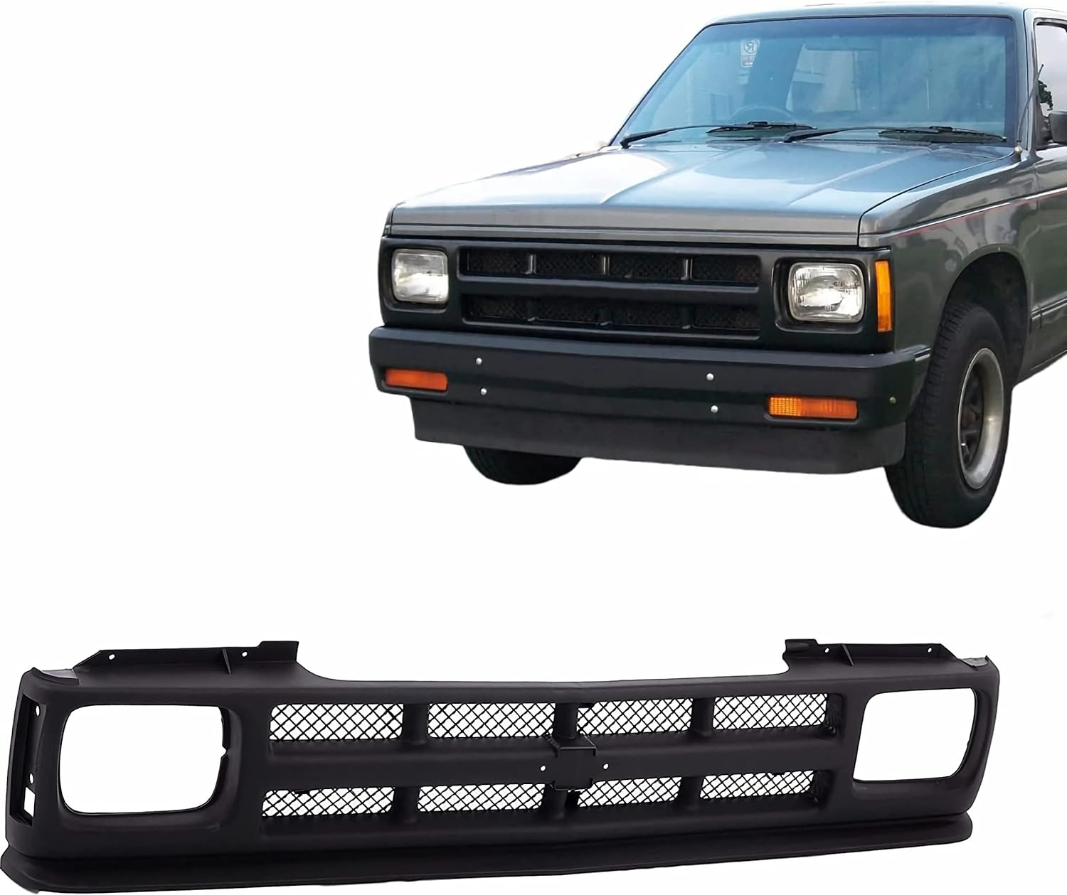 Front Upper Black Mesh Grille Grill Compatible for 1991-1994 Chevy S10 Pickup Tr