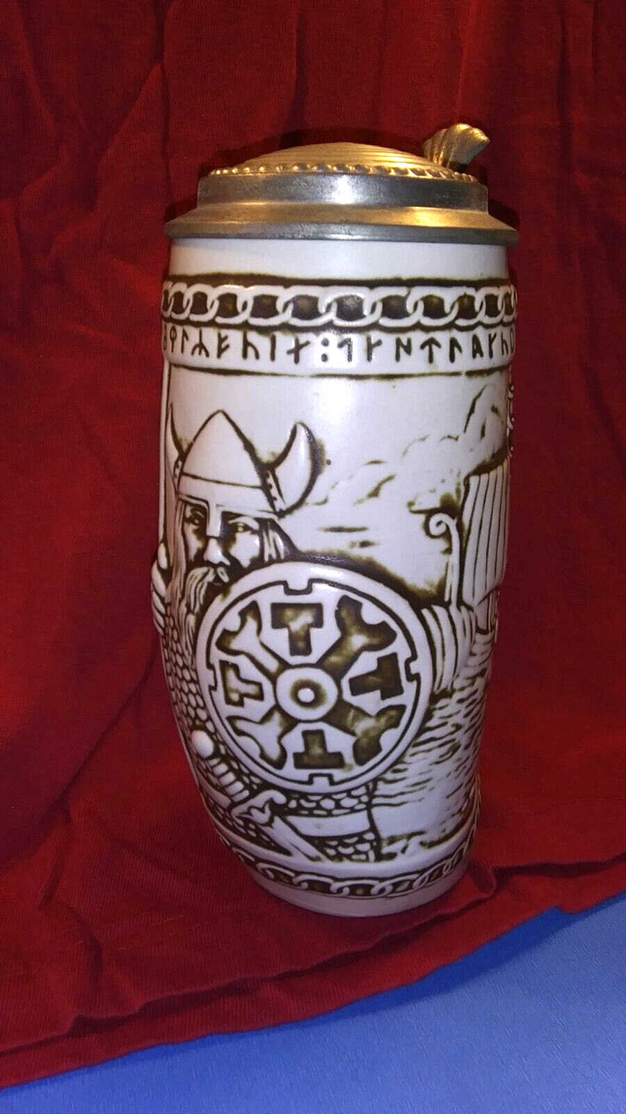 Vintage Viking Warriors Beer Stein Mug With Lid Ceramarte Brazil 1981