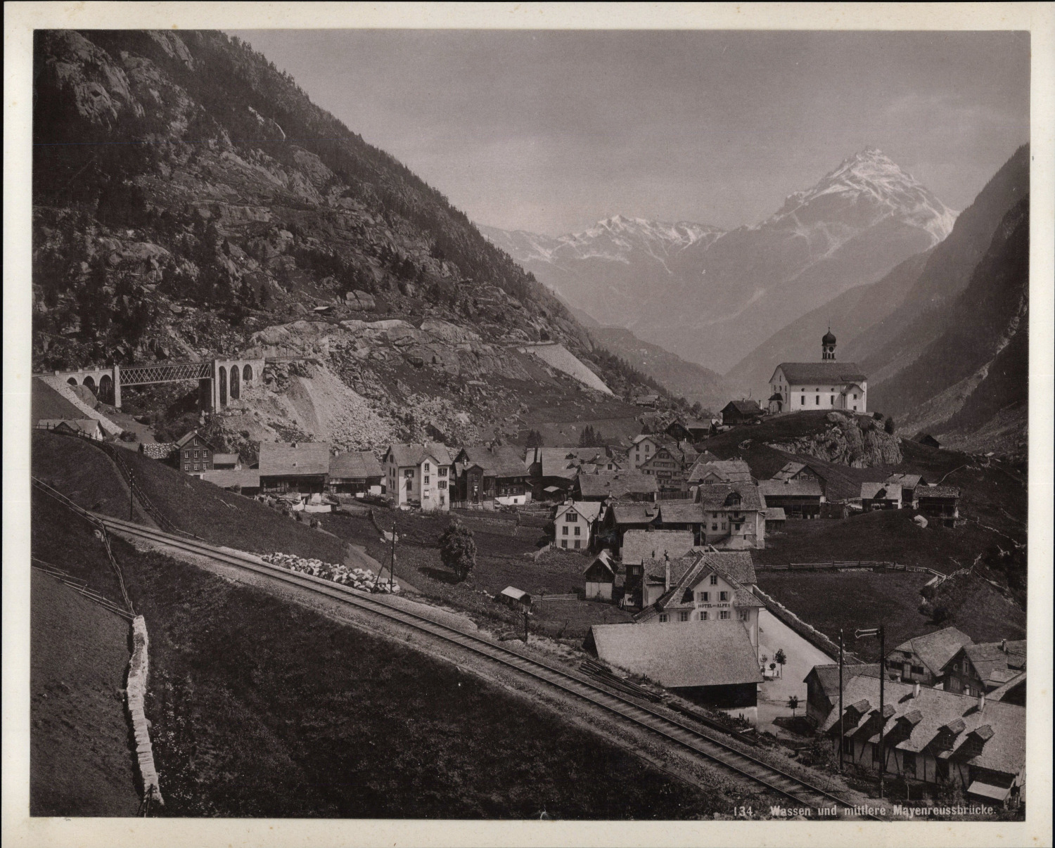 Switzerland, Wassen, Mayenreuss Bridge Vintage Photomechanical Print Photomecan