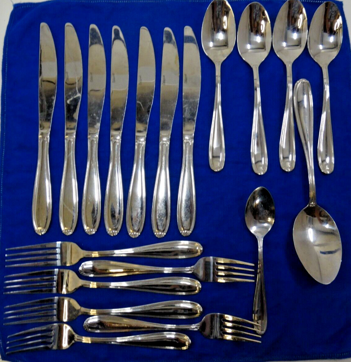 Pfaltzgraff Linden Glossy Stainless Steel Flatware Lot of 19  Pieces