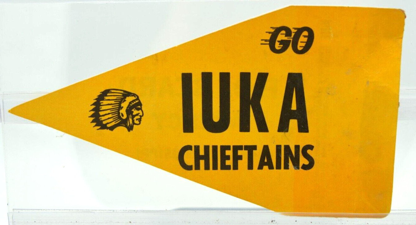 Iuka High School Mississippi Chieftains 1960\'s cardstock antenna flag - RARE