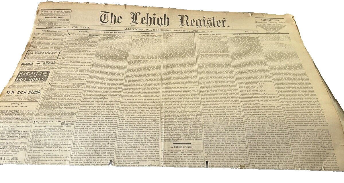 THE LEHIGH REGISTER ALLENTOWN, PA. WED. MORNING APRIL, 23, 1879