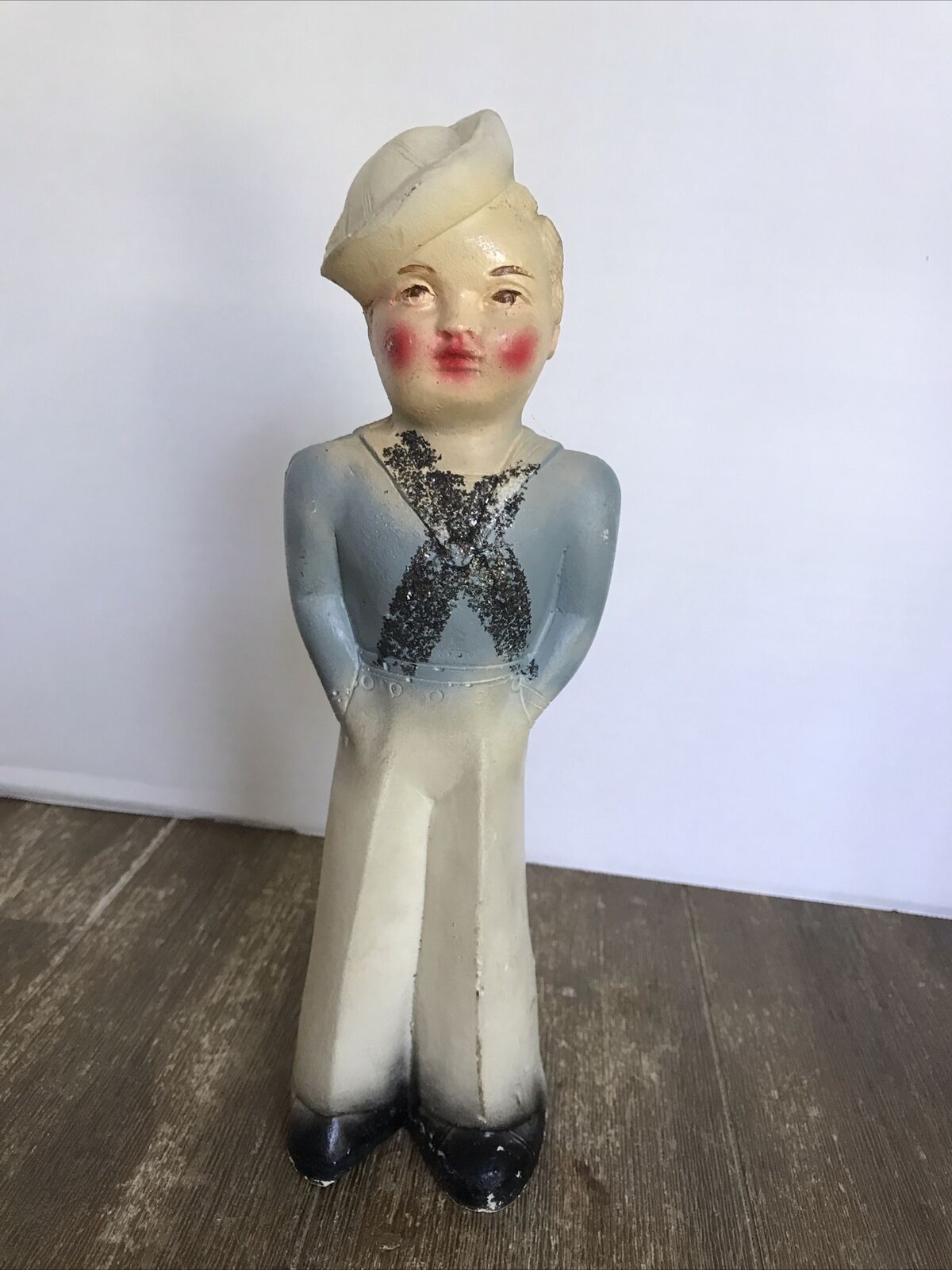 Antique Chalkware Sailor Statue Figurine 10
