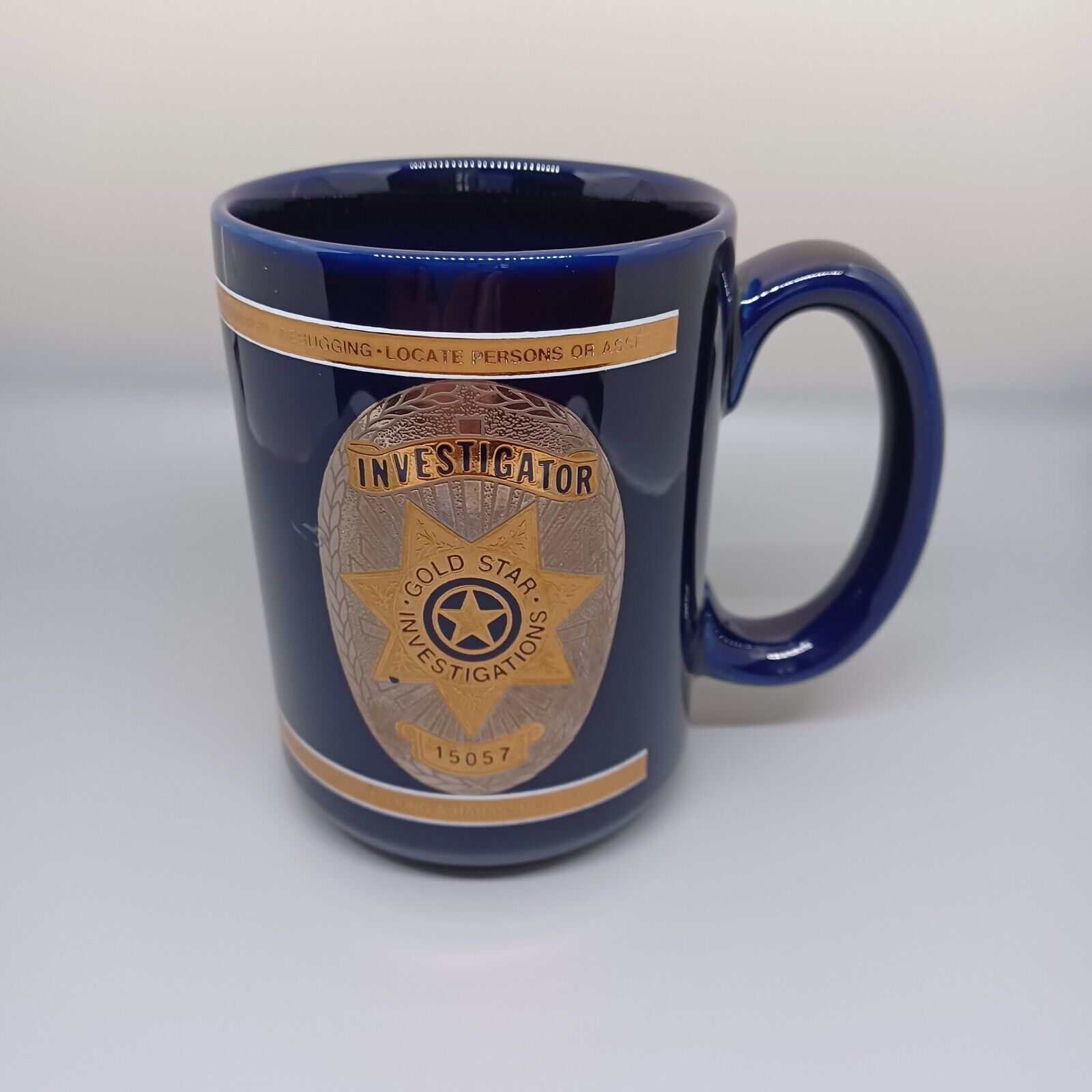 Gold Star Investigations Private Investigator's Cup Mug Blue Gold 15057