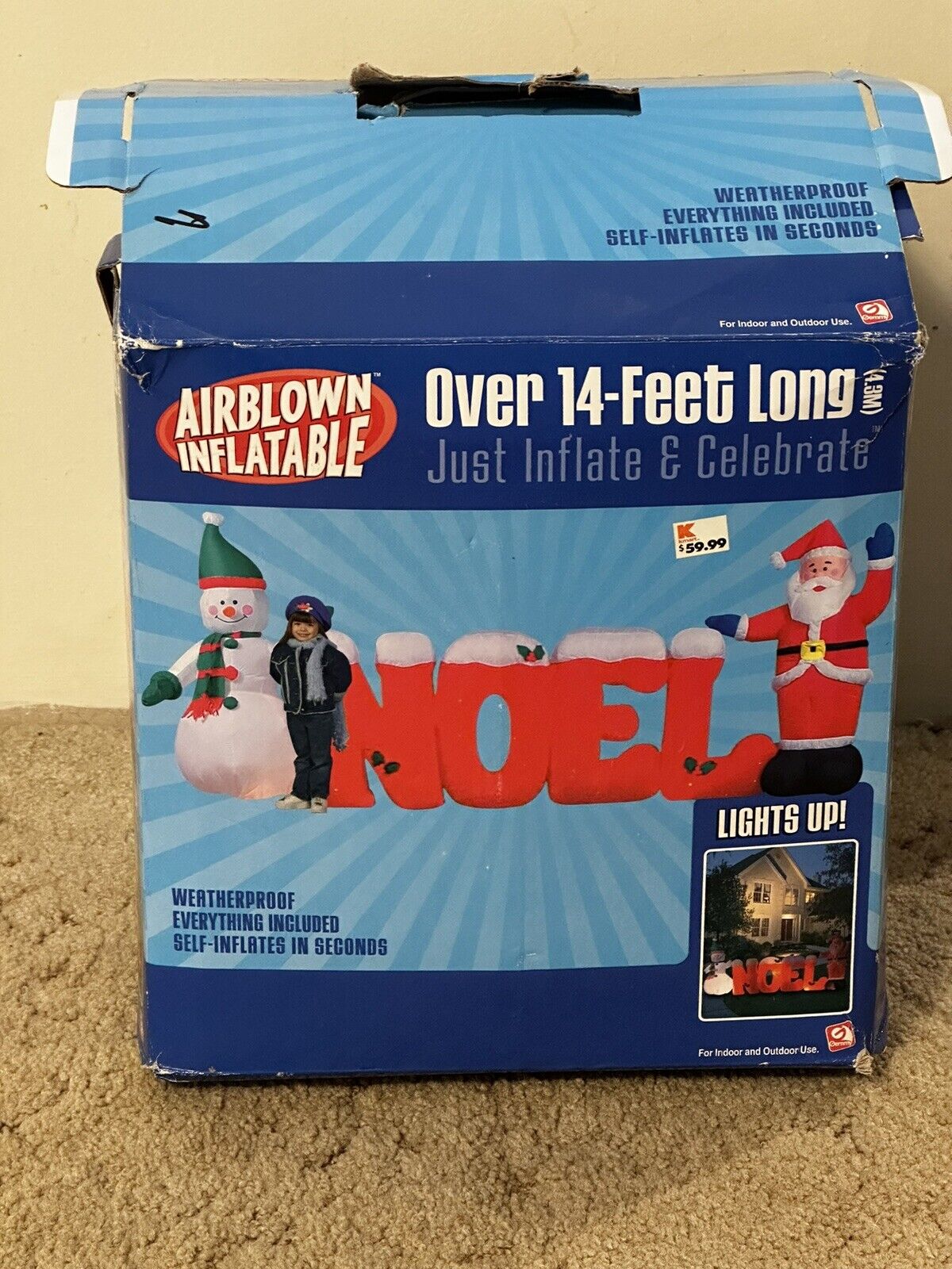 GEMMY 14FT NOEL AIRBLOWN INFLATABLE WITH SANTA AND SNOWMAN 2004 CHRISTMAS NOEL