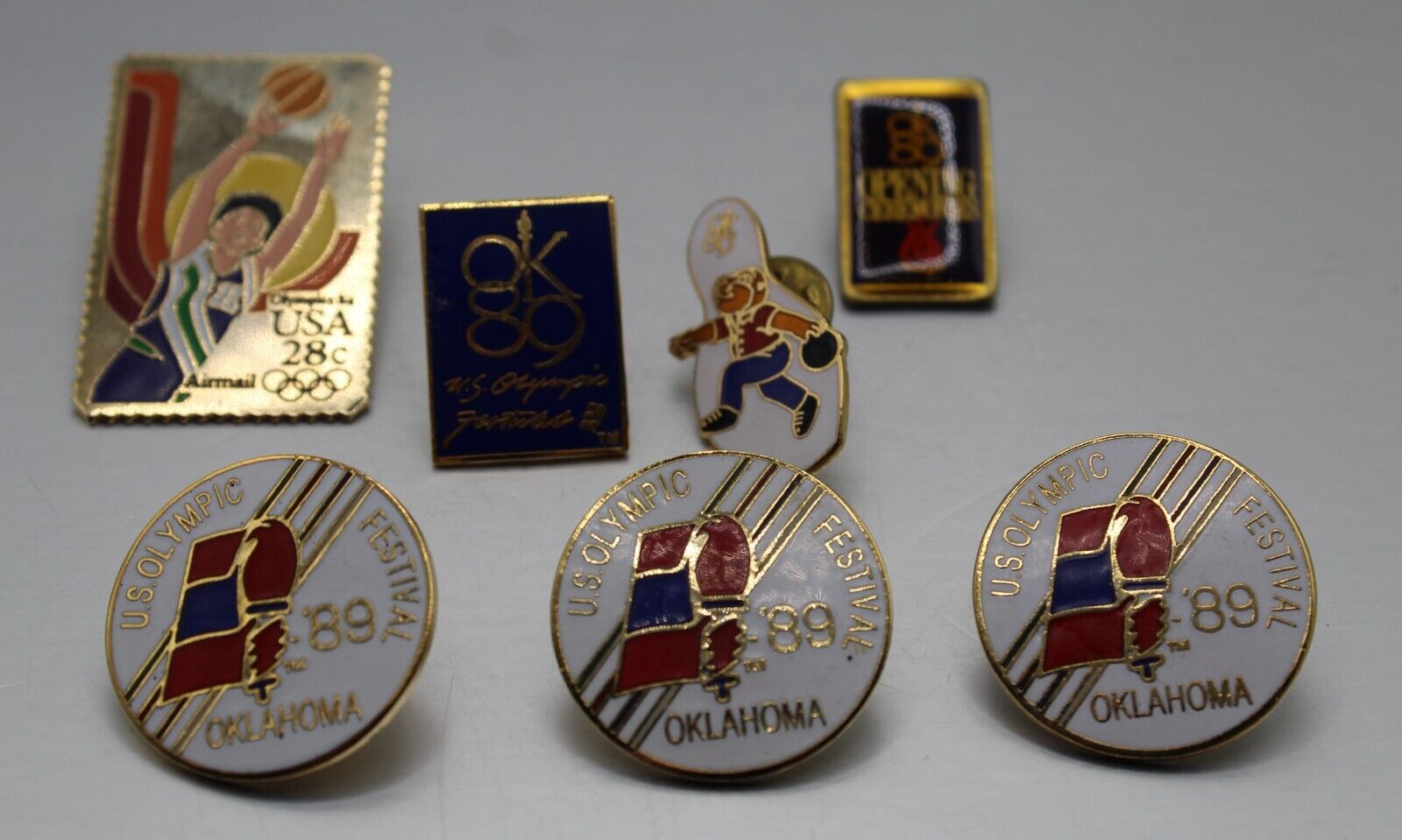 1989 Oklahoma City Olympic Festival OK89 Pin Lot of 7 Collection