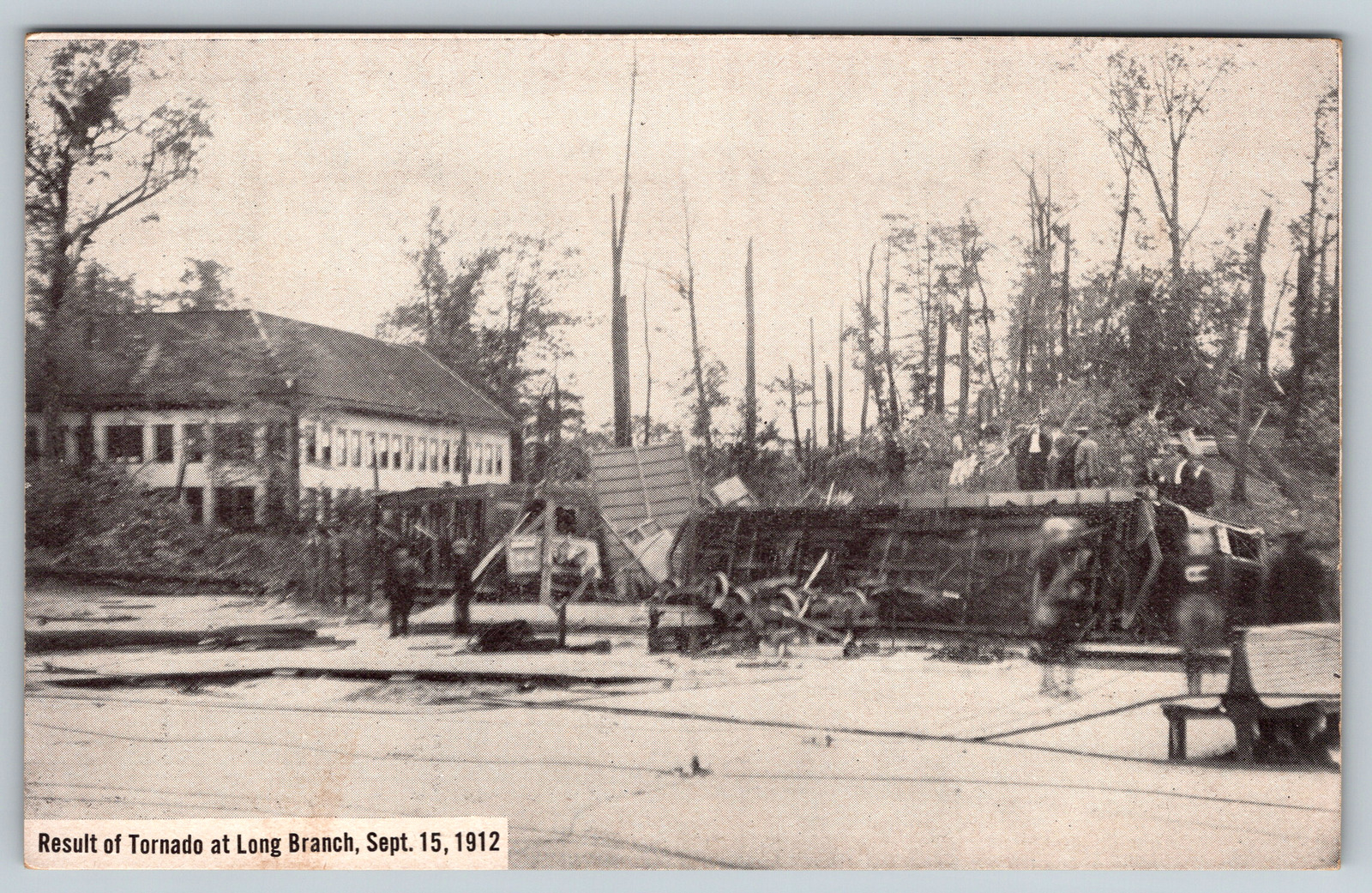 c1910s Tornado Long Branch Result Destruction Antique Postcard