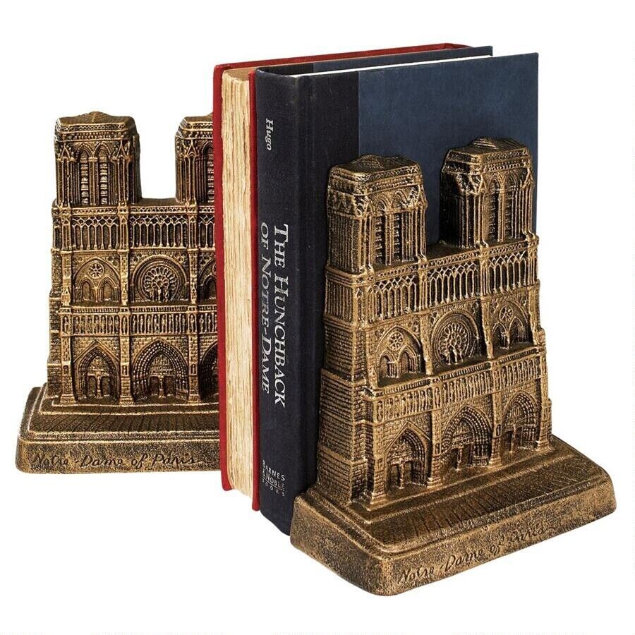 19th Century Antique Replica Grand Tour Notre Dame French Replica Iron Book Ends