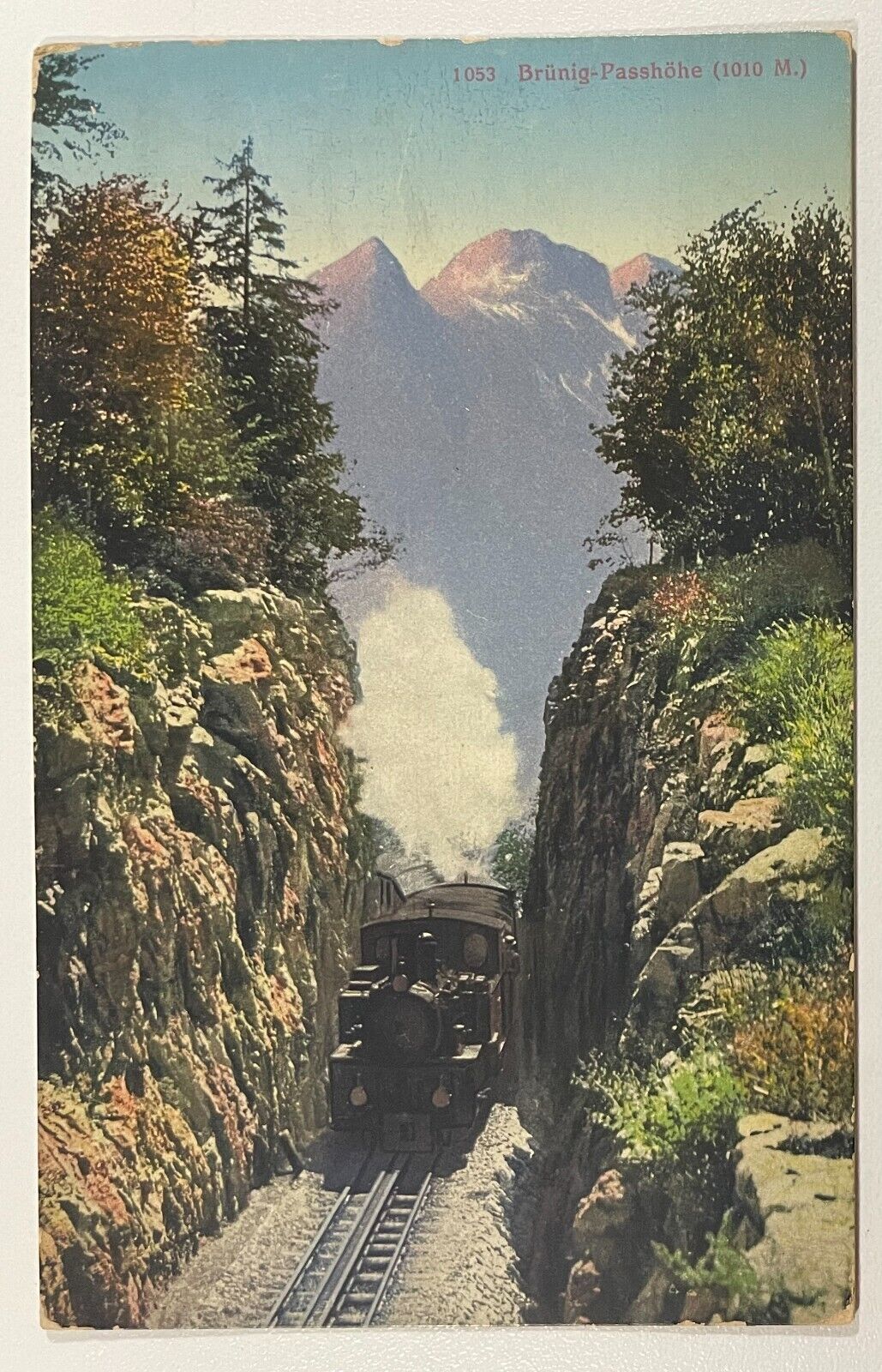 Brunig Pass Train Postcard Switzerland VTG