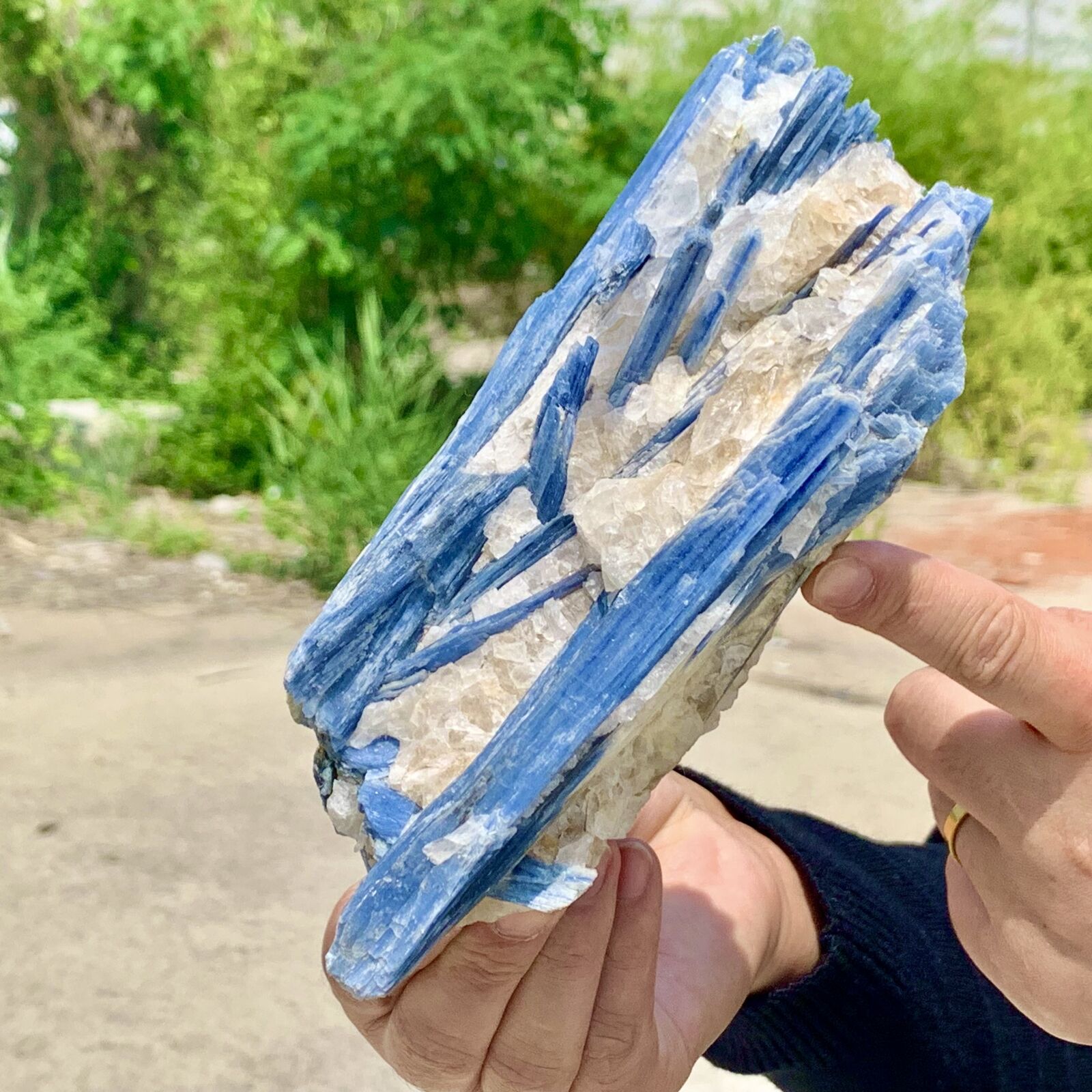 2.1LB Rare Natural beautiful Blue KYANITE with Quartz Crystal Specimen Rough