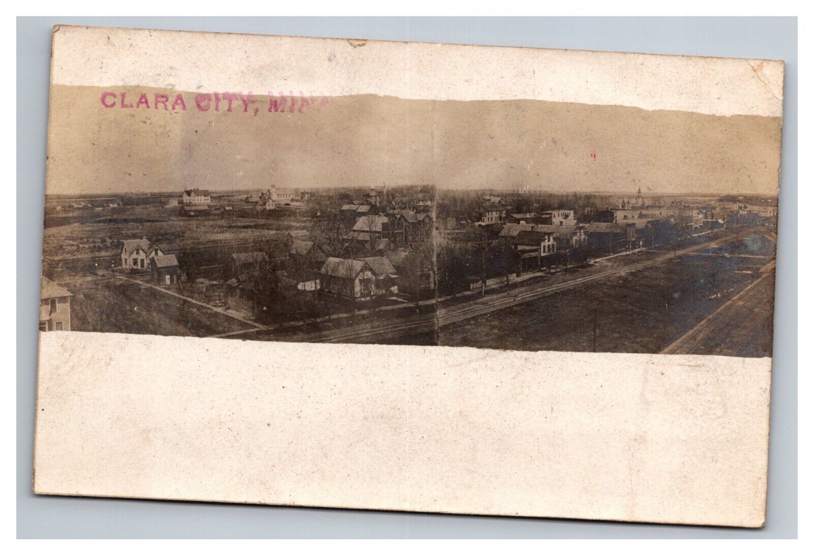 Postcard RPPC Clara City Minnesota Town View 1908