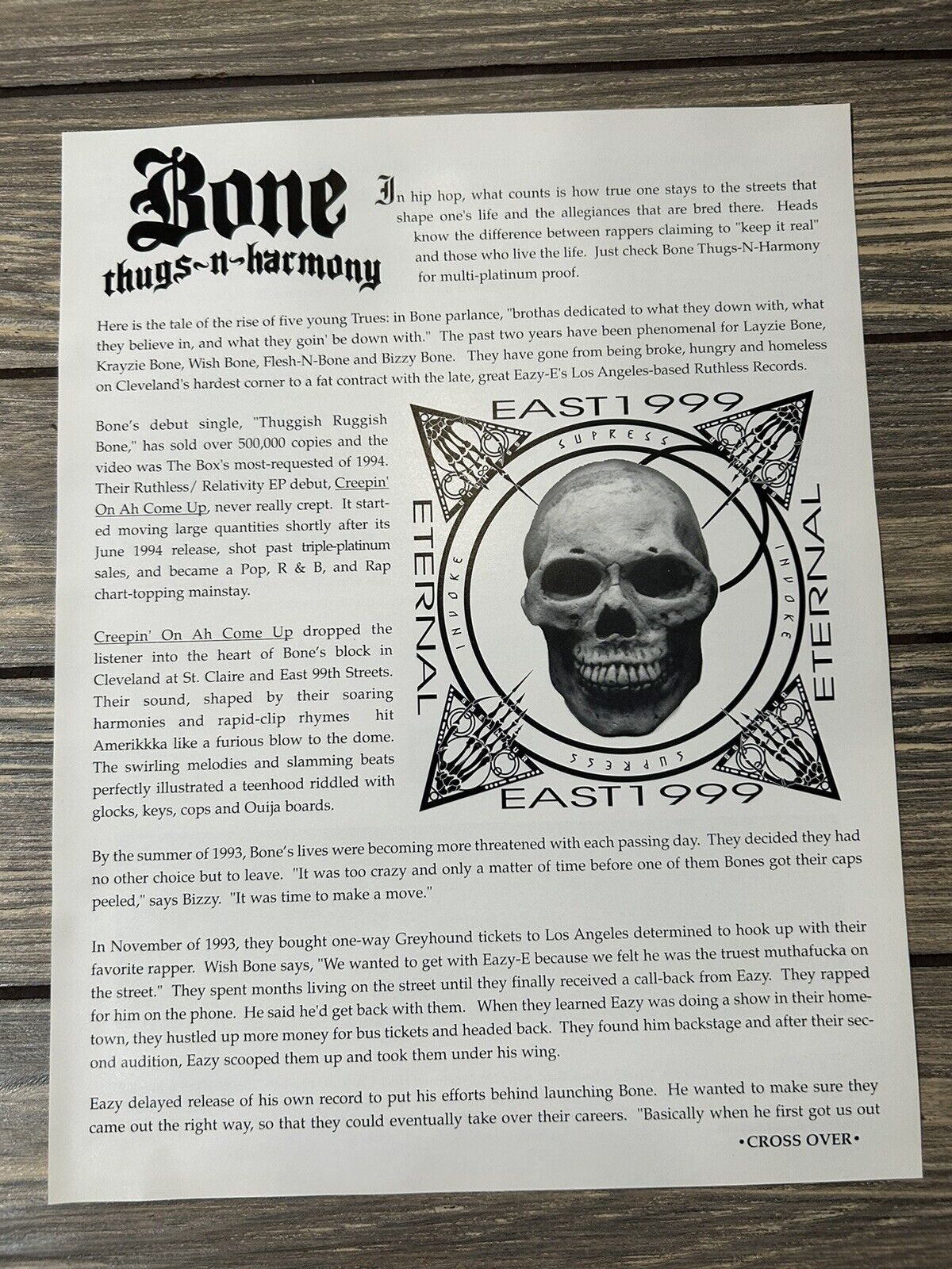 Vintage Bones Thugs N Harmony Press Release Paper