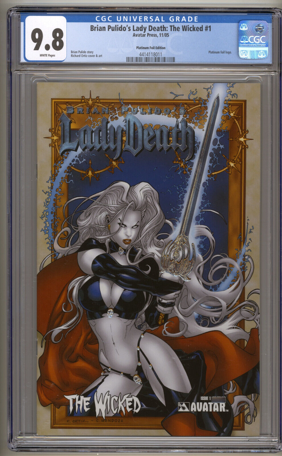 Lady Death The Wicked #1 CGC 9.8 Platinum Foil Edition Highest Graded (2005)
