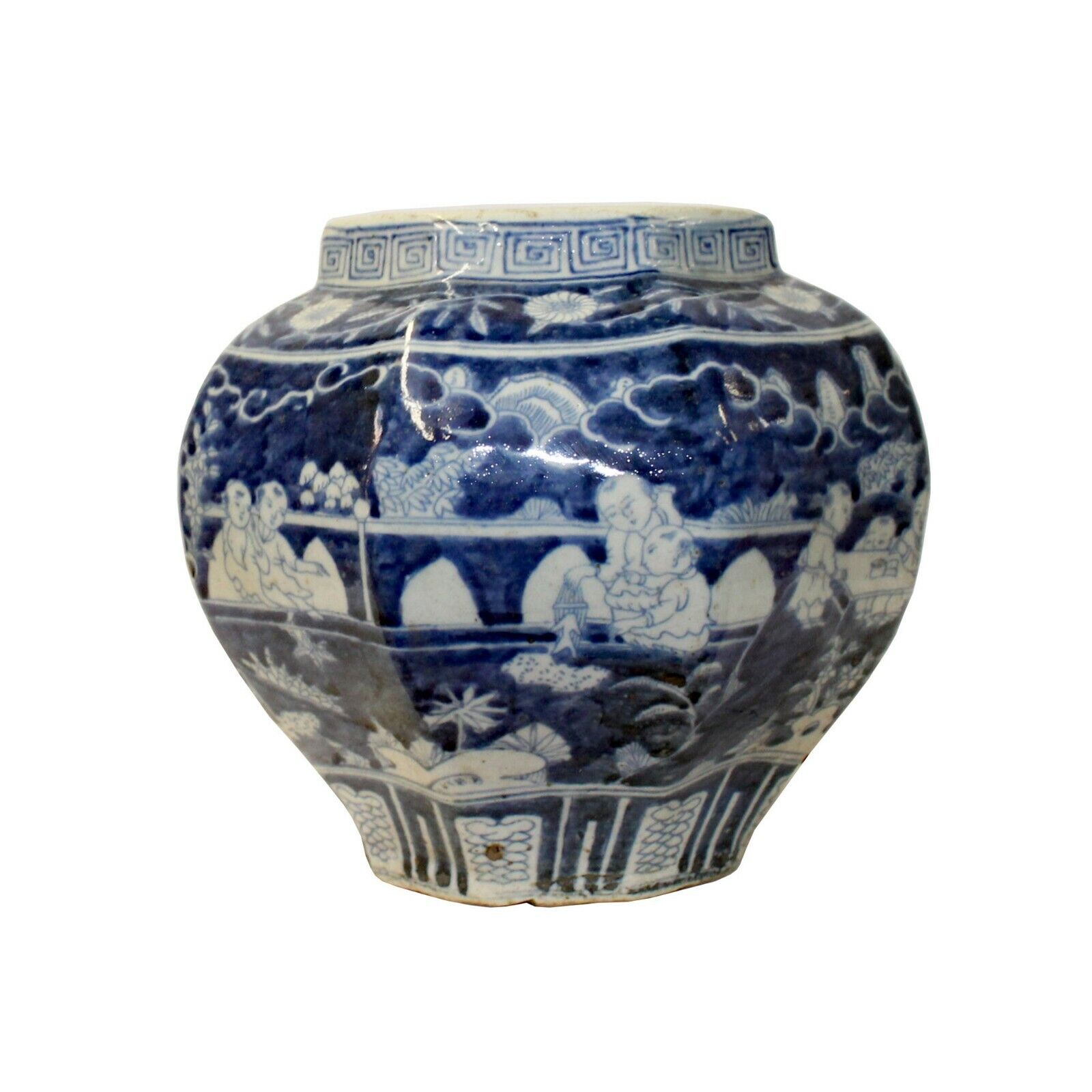 Chinese Blue White Oriental Scenery Porcelain Pot Vase ws863