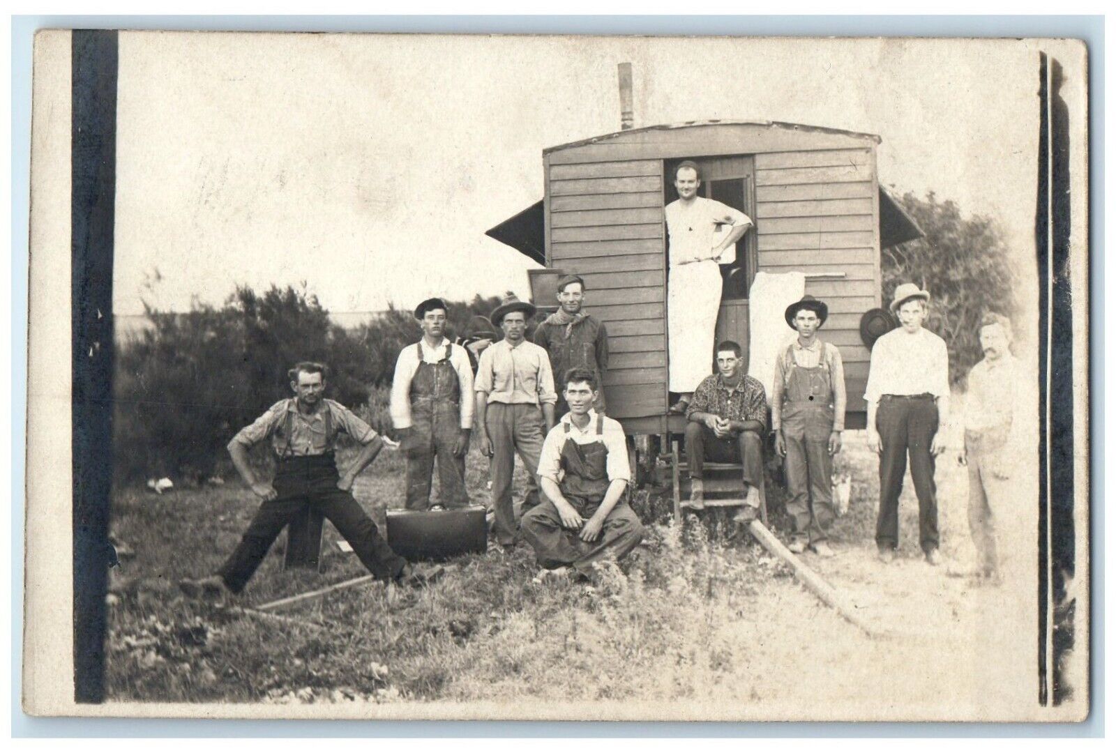 1910 Exterior Occupational Employee Lunch Wagon Cook Vintage RPPC Photo Postcard