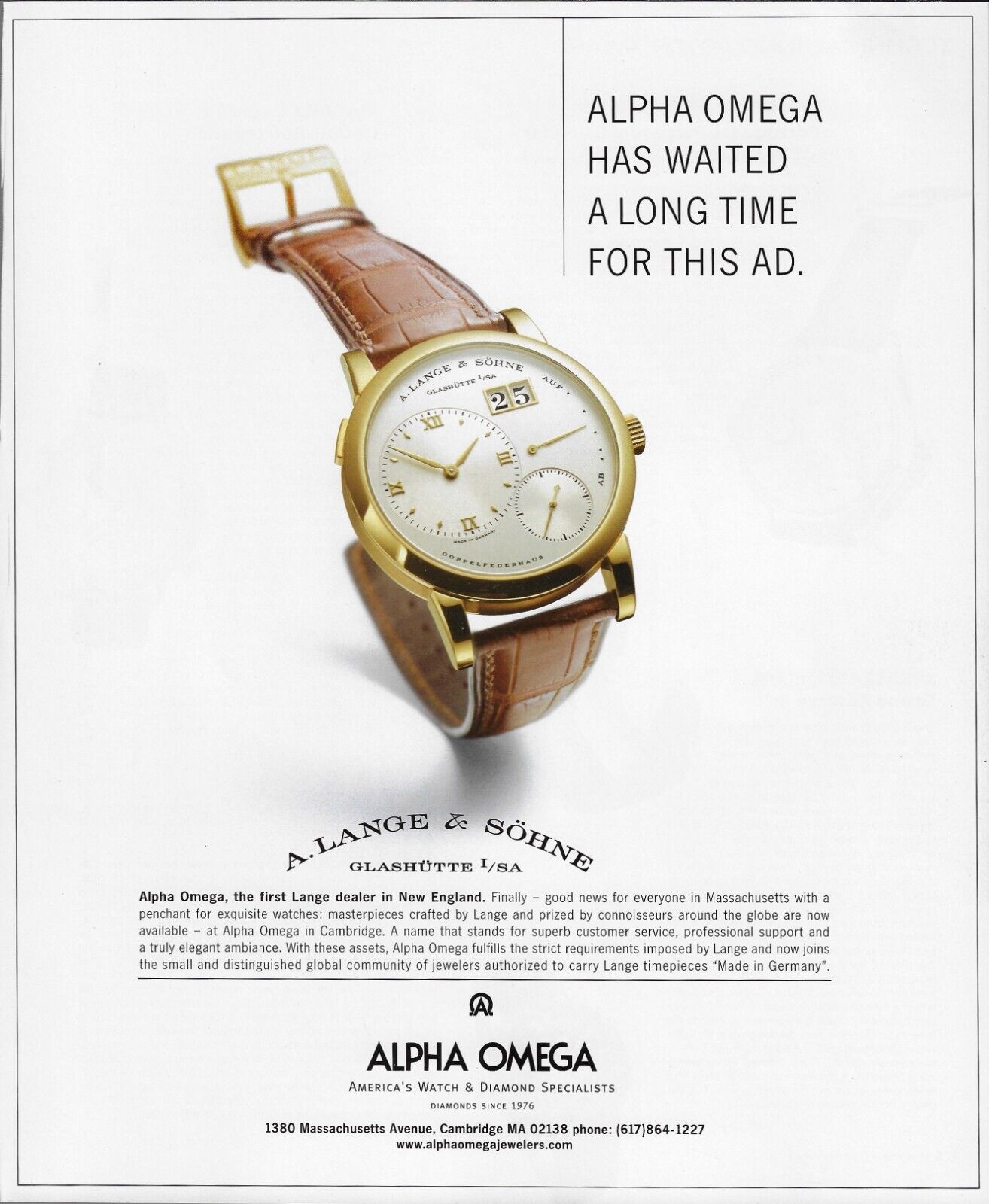 2003 A. Lange & Sohne German Watch Glashutte I/SA Gold Photo Vintage Print Ad x