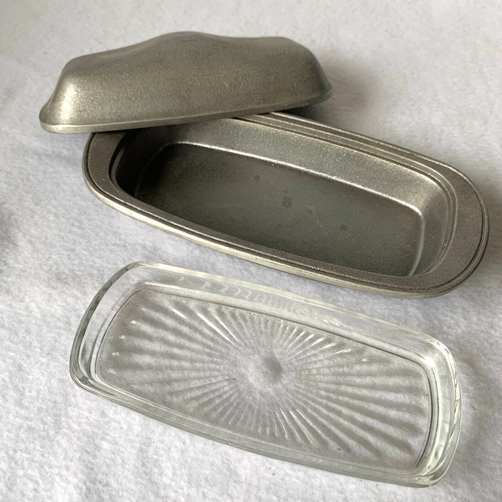 Wilton Armetale Vintage Covered Pewter Butter Dish Lid Glass Insert Columbia PA