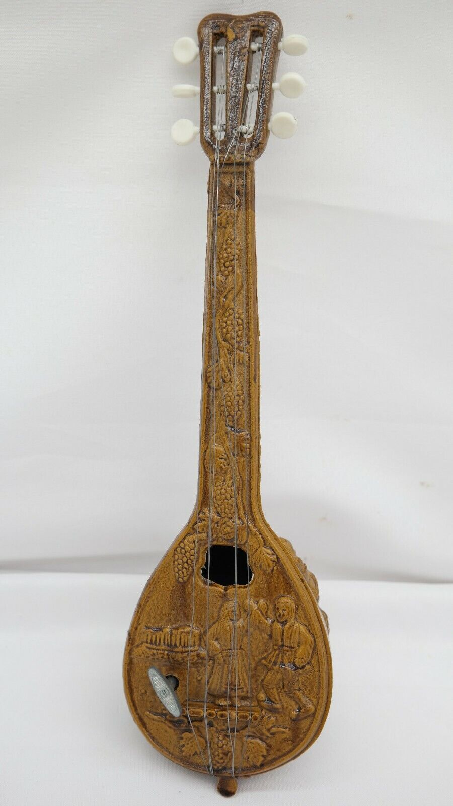 Vintage Novelty Wooden Mandolin Guitar Music Box  TF