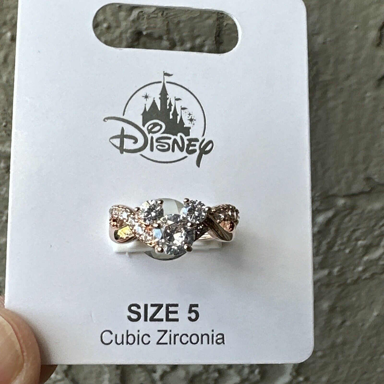 Disney Parks Mickey Icon Rose Gold Tone Cubic Zirconia Ring  Size 5