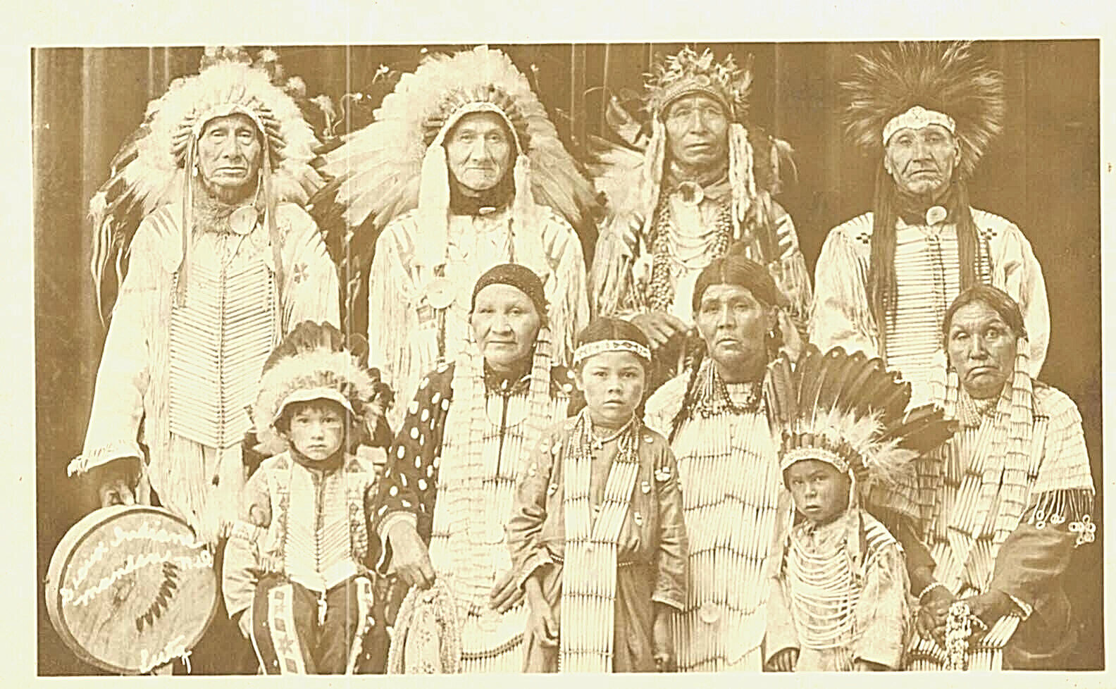 RPPC-Sioux Family, wearing full Regalia, Mandan,ND