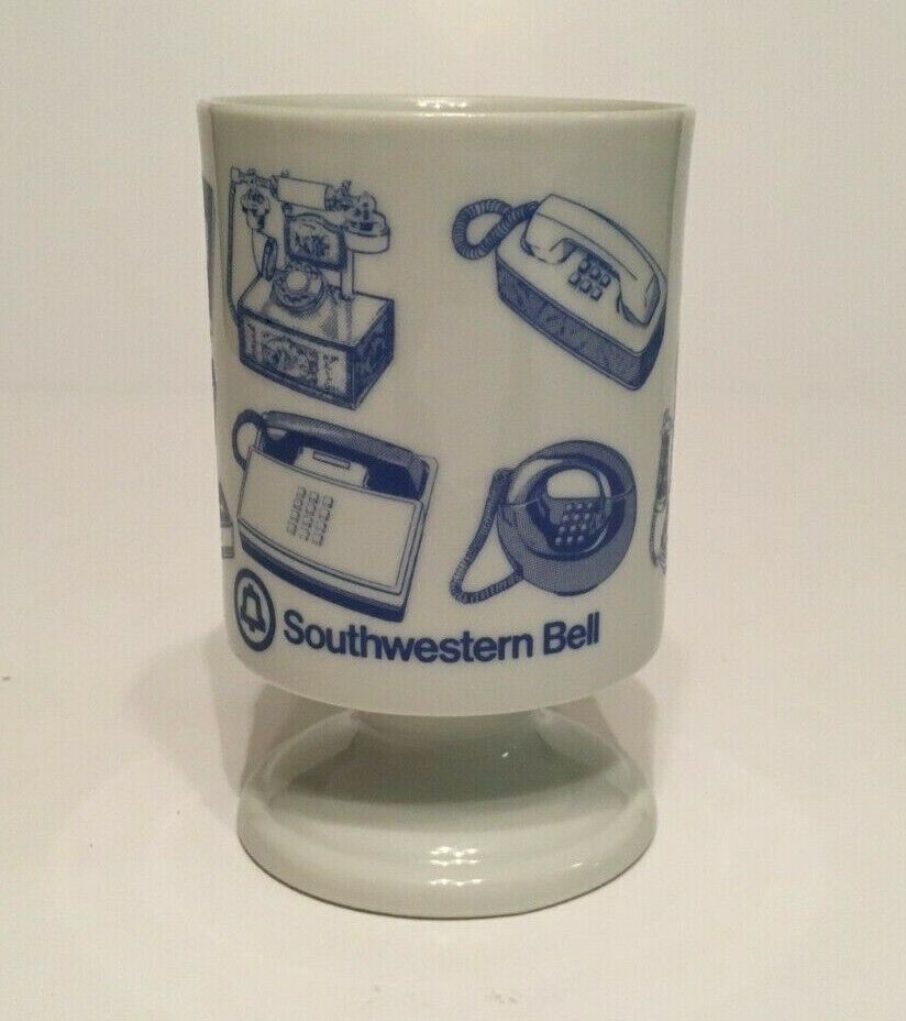 Rare Vintage Southwestern Bell Walt Disney Footed Coffee Mug Mickey Mouse Glass