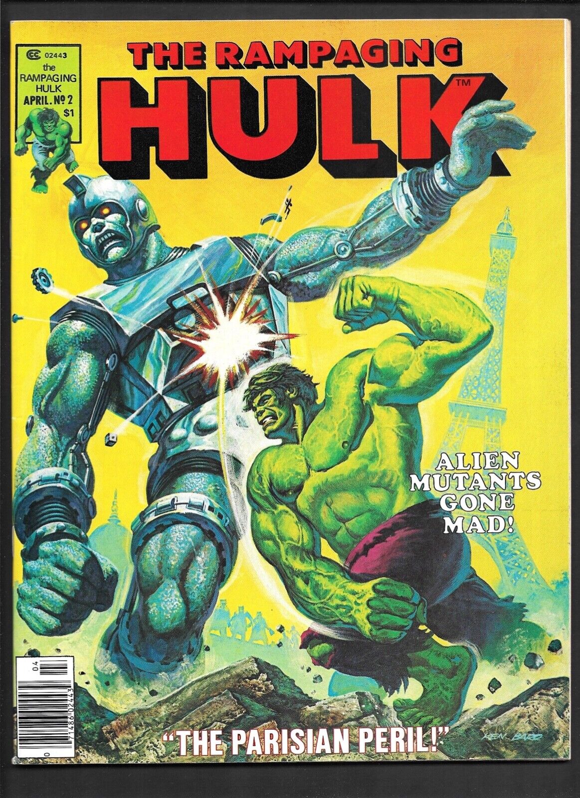 The Rampaging Hulk #2 (1977): Curtis (Marvel) Magazine Ken Barr Cover VF/NM