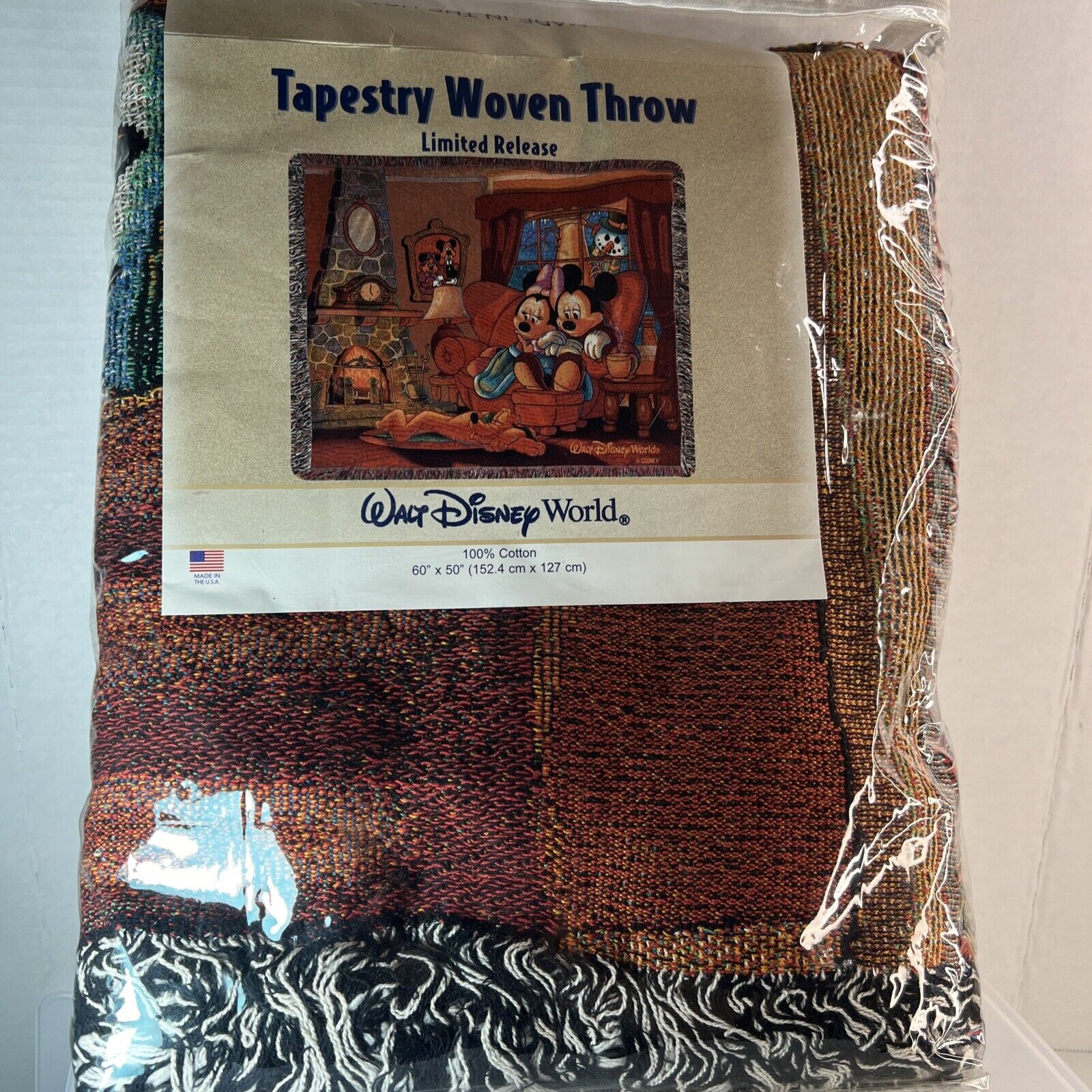 Disney Cozy Mickey Fireplace Tapestry.  Woven Throw Limited Release 60” X 50”