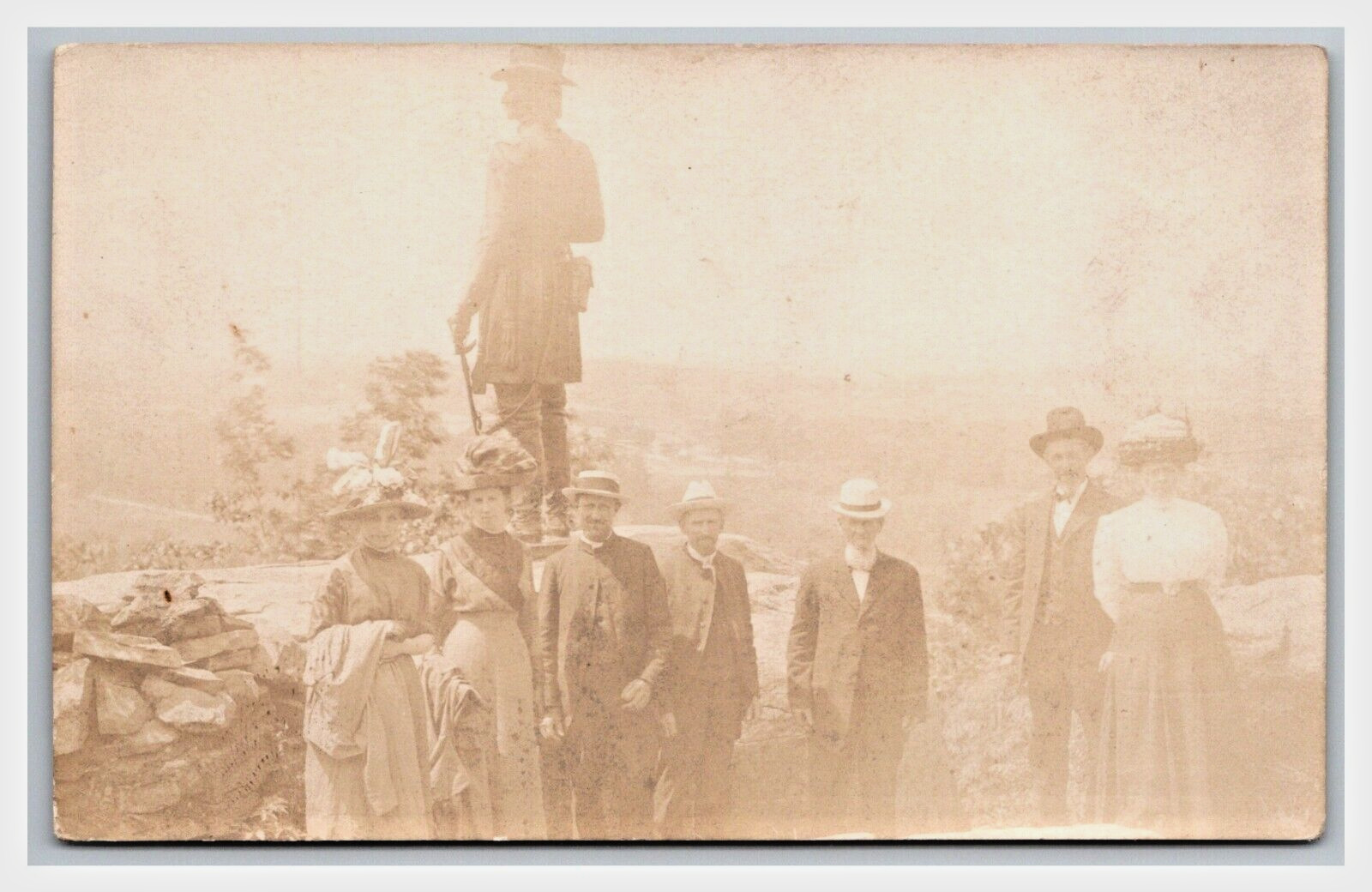 Gettysburg PA RPPC General Warren Statue Little Round Top civil war victorian