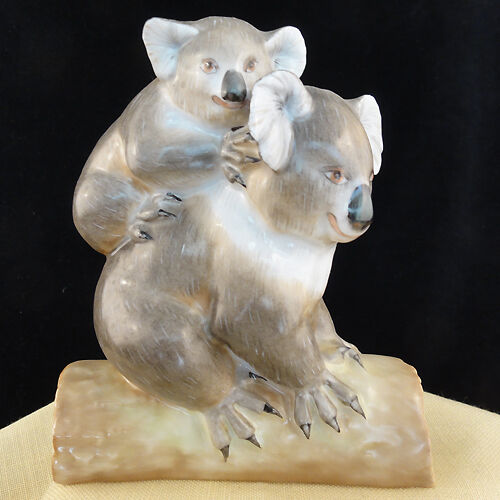 KOALA BEAR & BABY Figurine Herend Hungary LIGHT Brown & Grey 5.5\