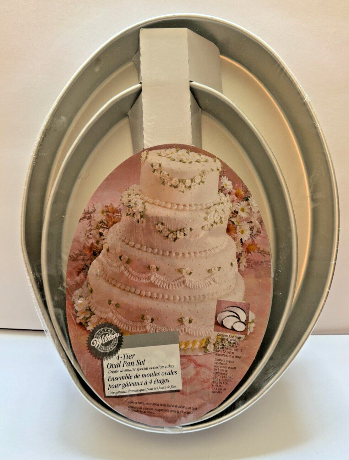 Wilton 4 pc Oval Pan Set Aluminum Cake  Wedding 2105-2130 NEW factory wrap