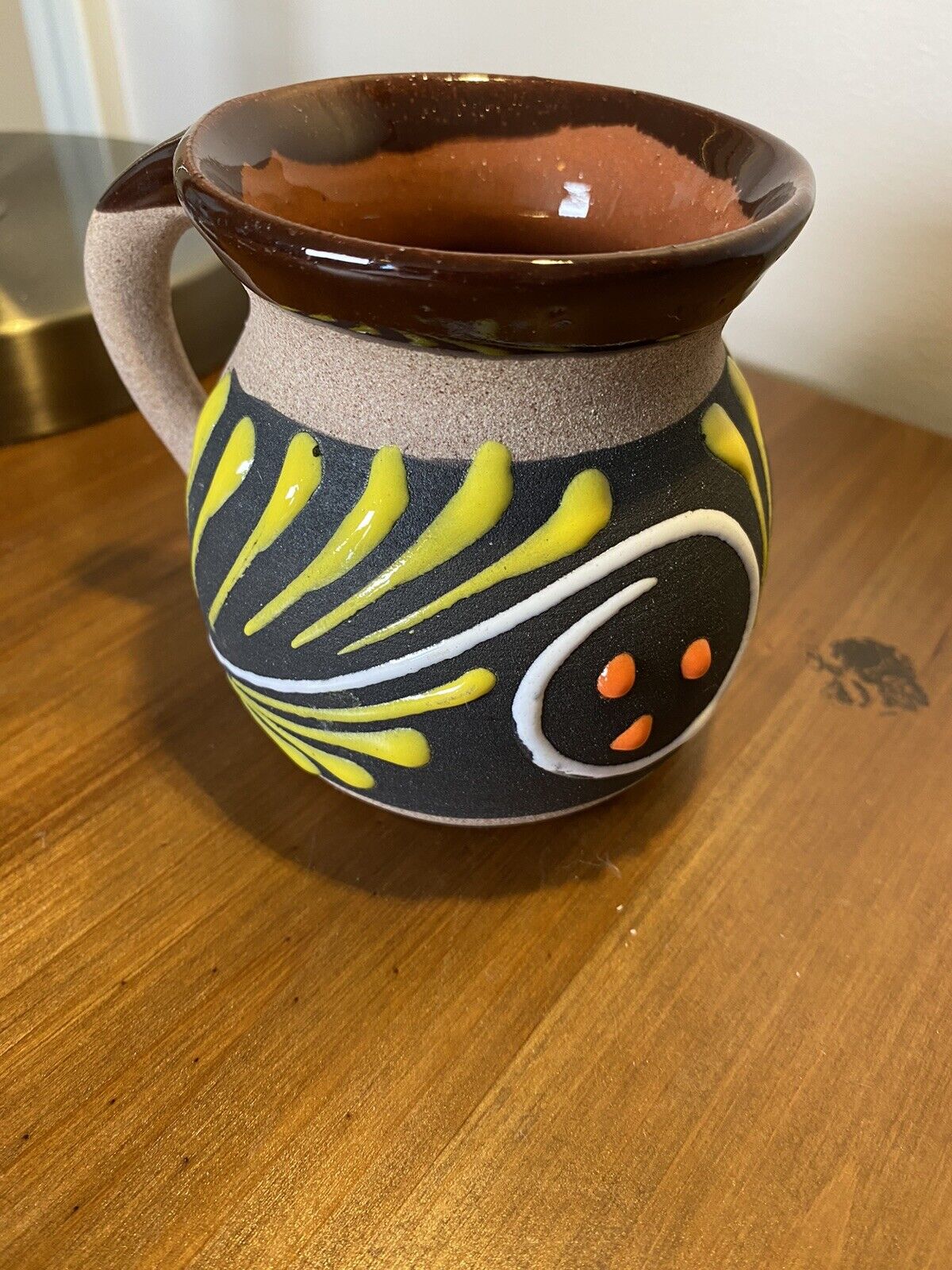 Mexican Talavera Pottery Mug Folk Art Hand Made & Hand Painted Primitive