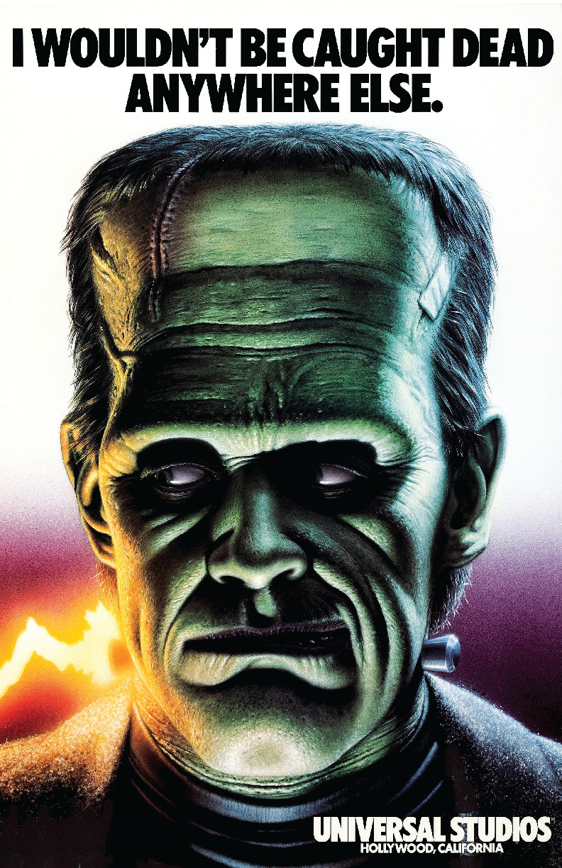 Universal Studios Hollywood California USH Frankenstein Retro Vintage Poster
